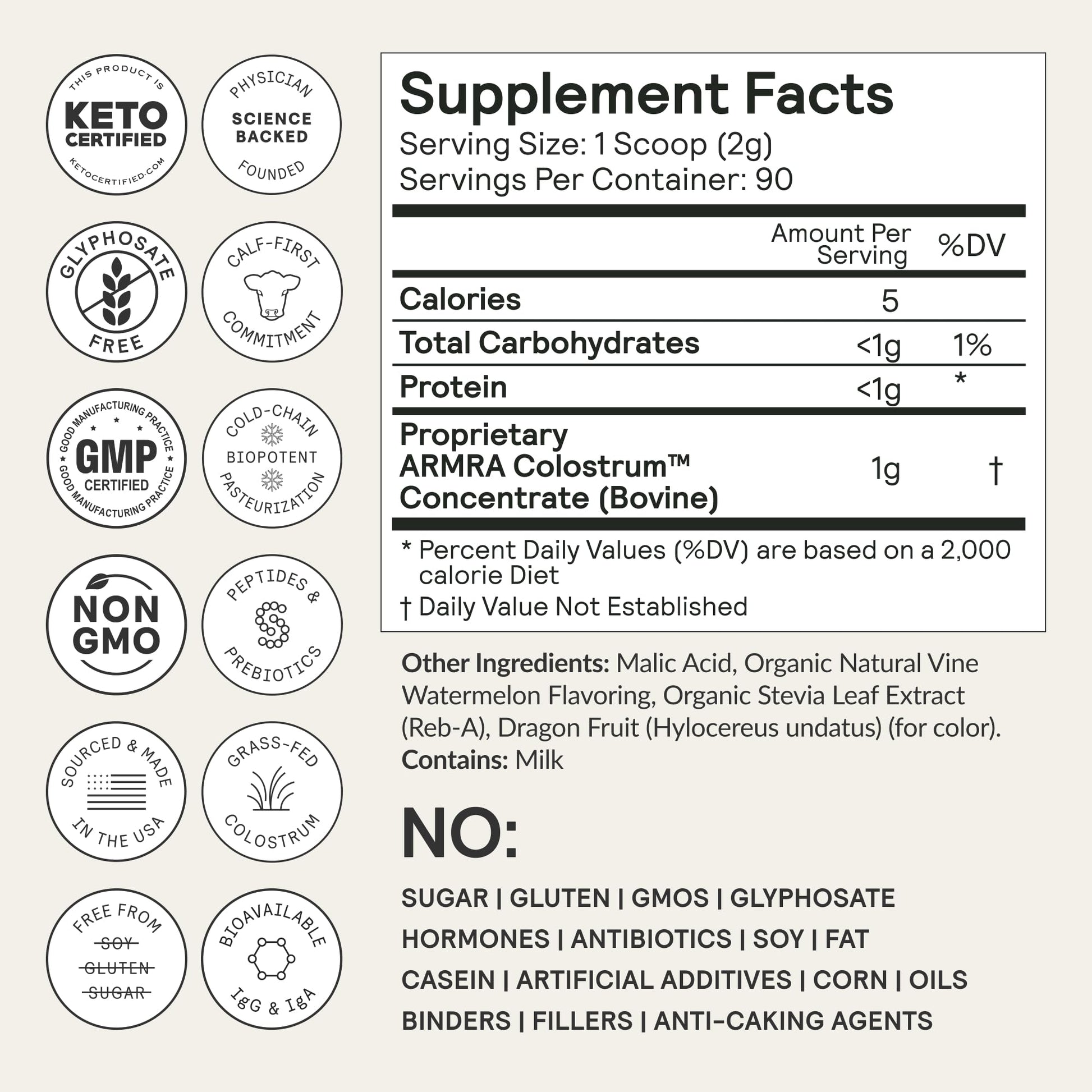 ARMRA Colostrum™ Premium Powder, Grass Fed, Gut Health Bloating Immunity Skin & Hair, Contains 400+ Bioactive Nutrients, Keto, Gluten & Fat Free (Vine Watermelon Bundle | 120 Servings) ARMRA uk supplements