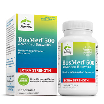 Terry Naturally BosMed 500 Extra Strength - Boswellia Serrata Extract Supplement - Supplement for Healthy Lung Support - Herbal Supplement Formula with High Levels of AKBA - 120 Softgels Terry Naturally uk supplements
