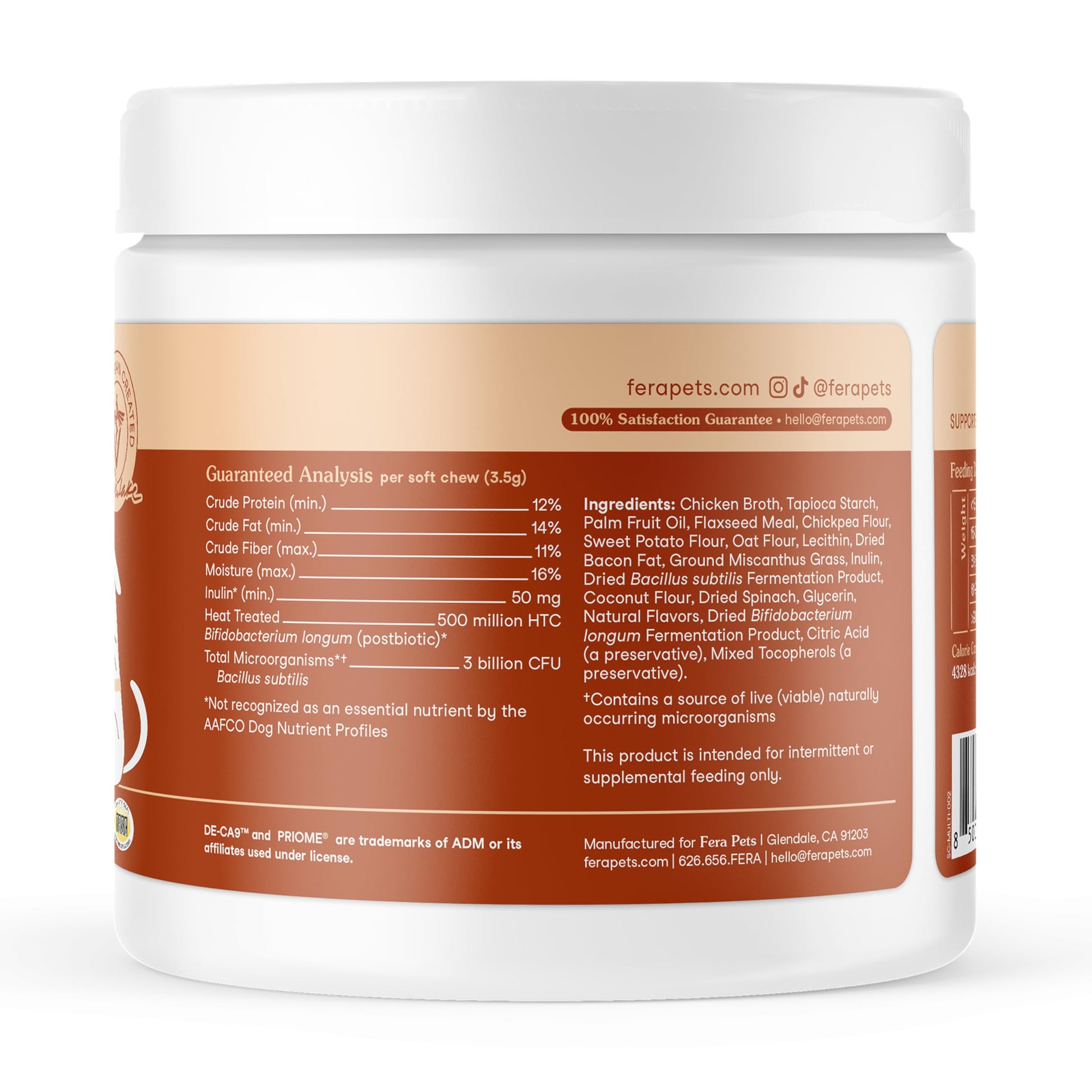 Fera Pets Probiotics for Dogs with Prebiotics and Postbiotics - Full Spectrum Gut Health Support - Promotes a Balanced Gut Microbiome - Boosts Immune Health - 30 Soft Chews Fera Pets uk supplements