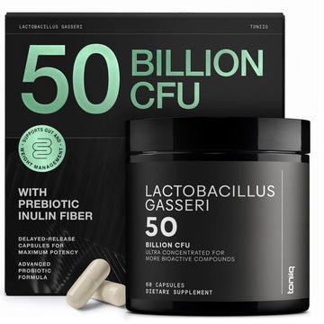 Lactobacillus Gasseri - Ultra High Strength 50 Billion CFU - Delayed Release Capsules - Made with Prebiotic Inulin Fiber - Supports Digestive Health & Gut Flora - Third-Party Lab Tested - 60 Capsules Toniiq uk supplements