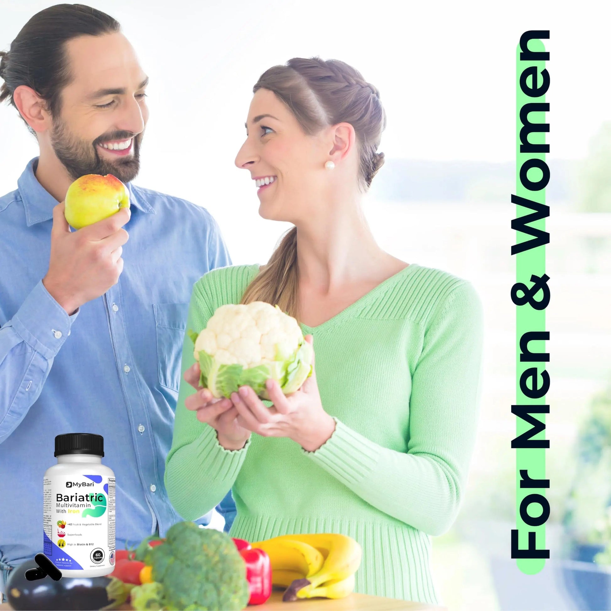 MyBari All-in-One Bariatric Multivitamin with Iron - Made in USA - for Men & Women - Supports Gastric Sleeve & Bypass with 42+ Fruit & Veggie Blend - 60 Liquid Capsules MyBari uk supplements