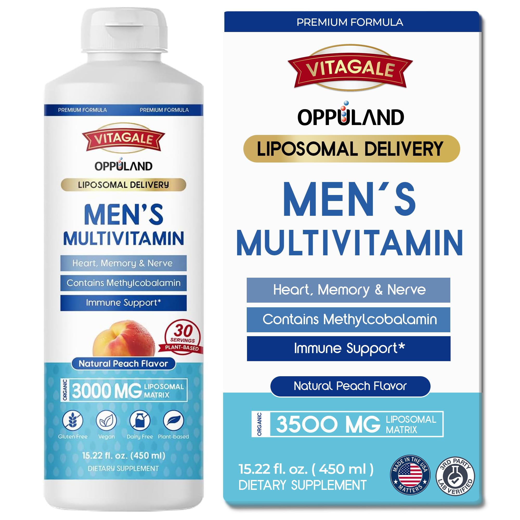 oppuland - Men's Multivitamin - Liquid Supplement - Liposomal Delivery - Daily Multi Vitamin with Biotin B Complex Omega-3 - Hair & Nail Support Vitamin oppuland uk supplements