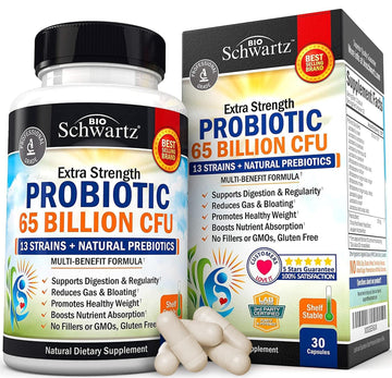 Probiotic 65 Billion - Probiotics with Prebiotic for Women & Men - Lactobacillus BioSchwartz uk supplements