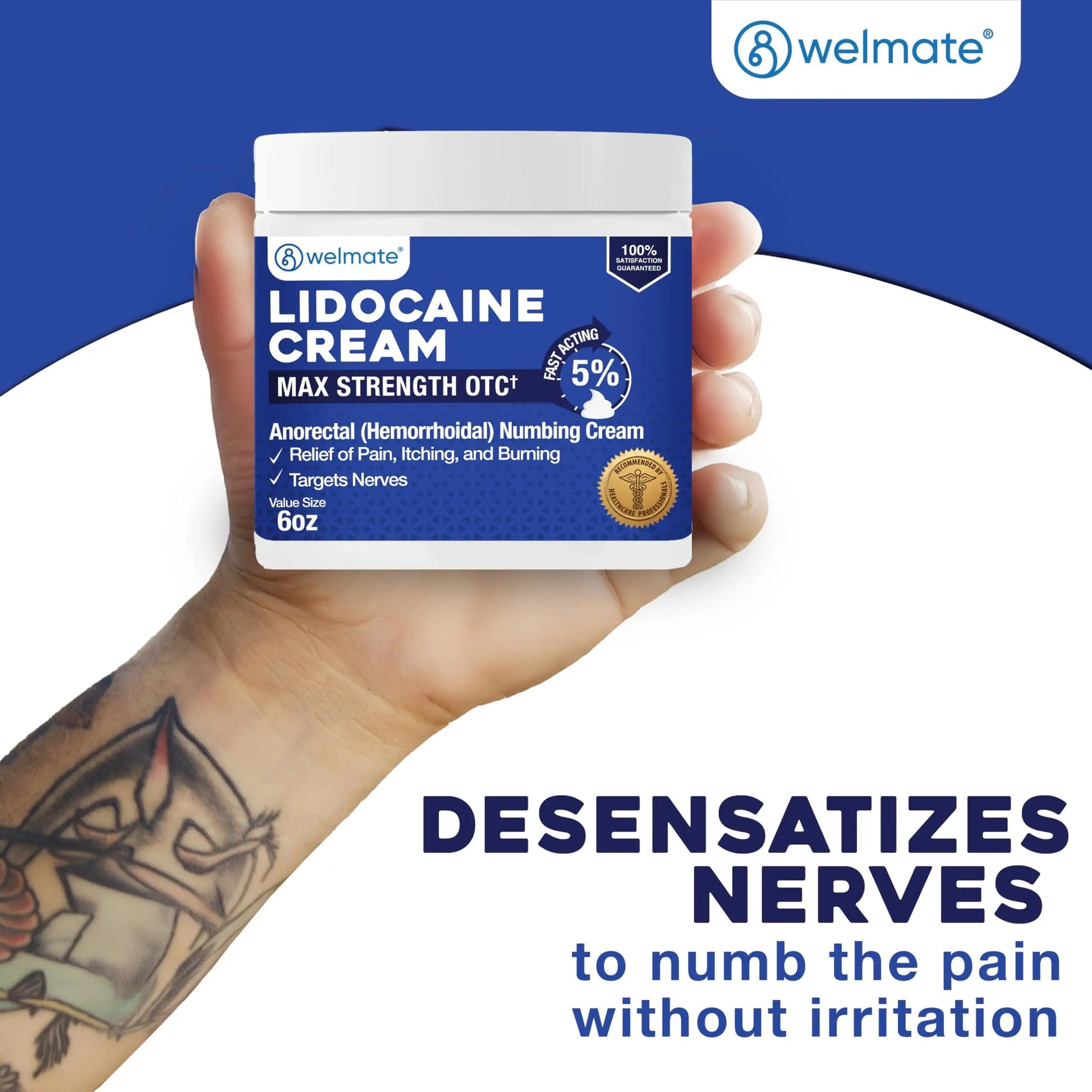 WELMATE 5% Lidocaine Cream for Hemorrhoids, 6 oz Jar – Fast-Acting Lidocaine Numbing Cream & Topical Analgesic Cream for Anorectal Itch Relief WELMATE uk supplements