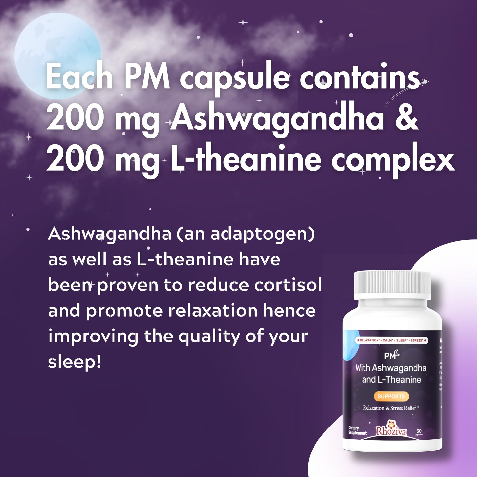 AM PM Multivitamin - Cortisol Supplements for Women and Men with L-Theanine, Ashwagandha - Rhodiola Rosea Supplement 200mg - Vitamin B Complex - Nootropics - Day and Night Vitamins for Women & Men Rhoziva uk supplements