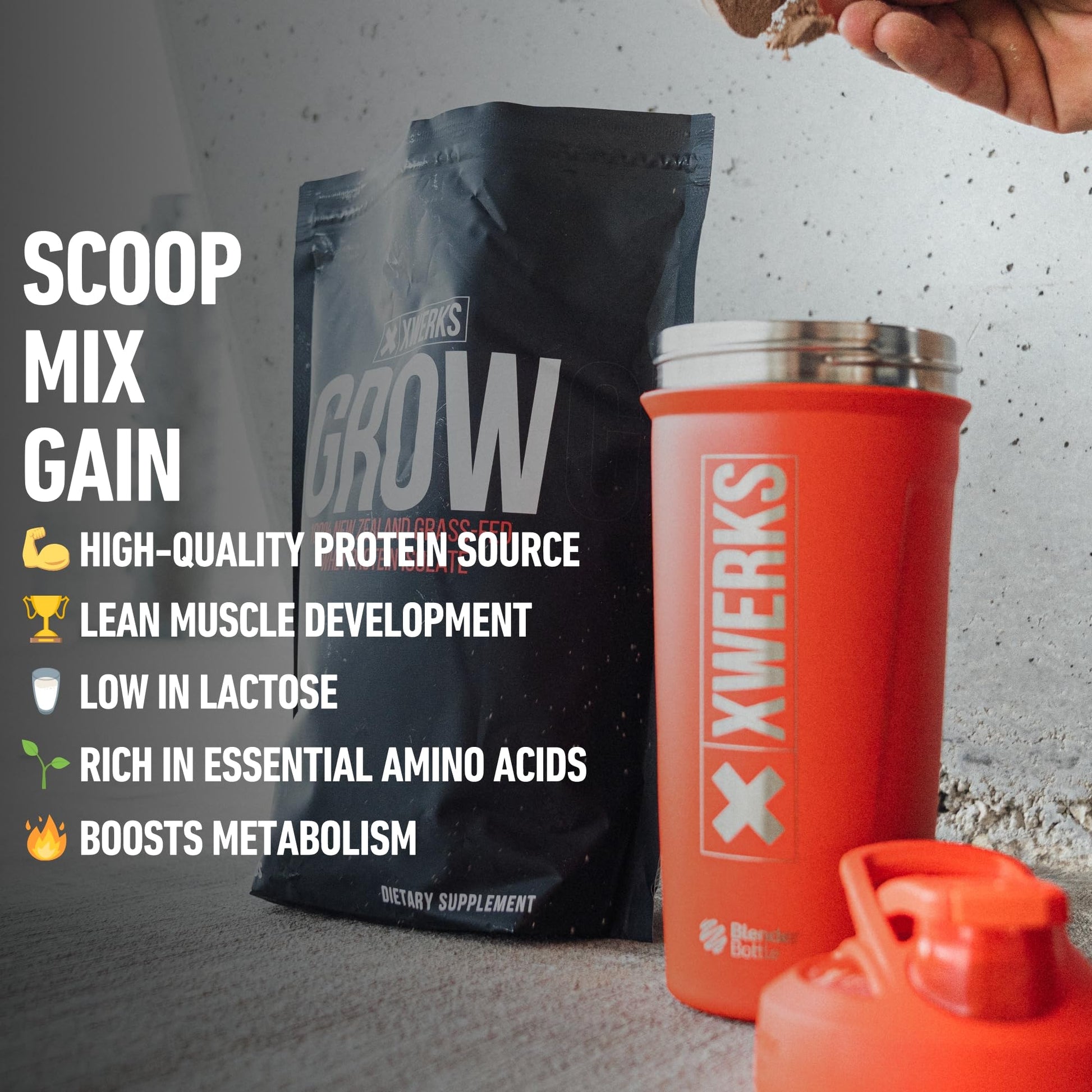 Xwerks Grow 100% New Zealand Grass-Fed Whey Protein - 25g of Pure Isolate Protein Xwerks uk supplements
