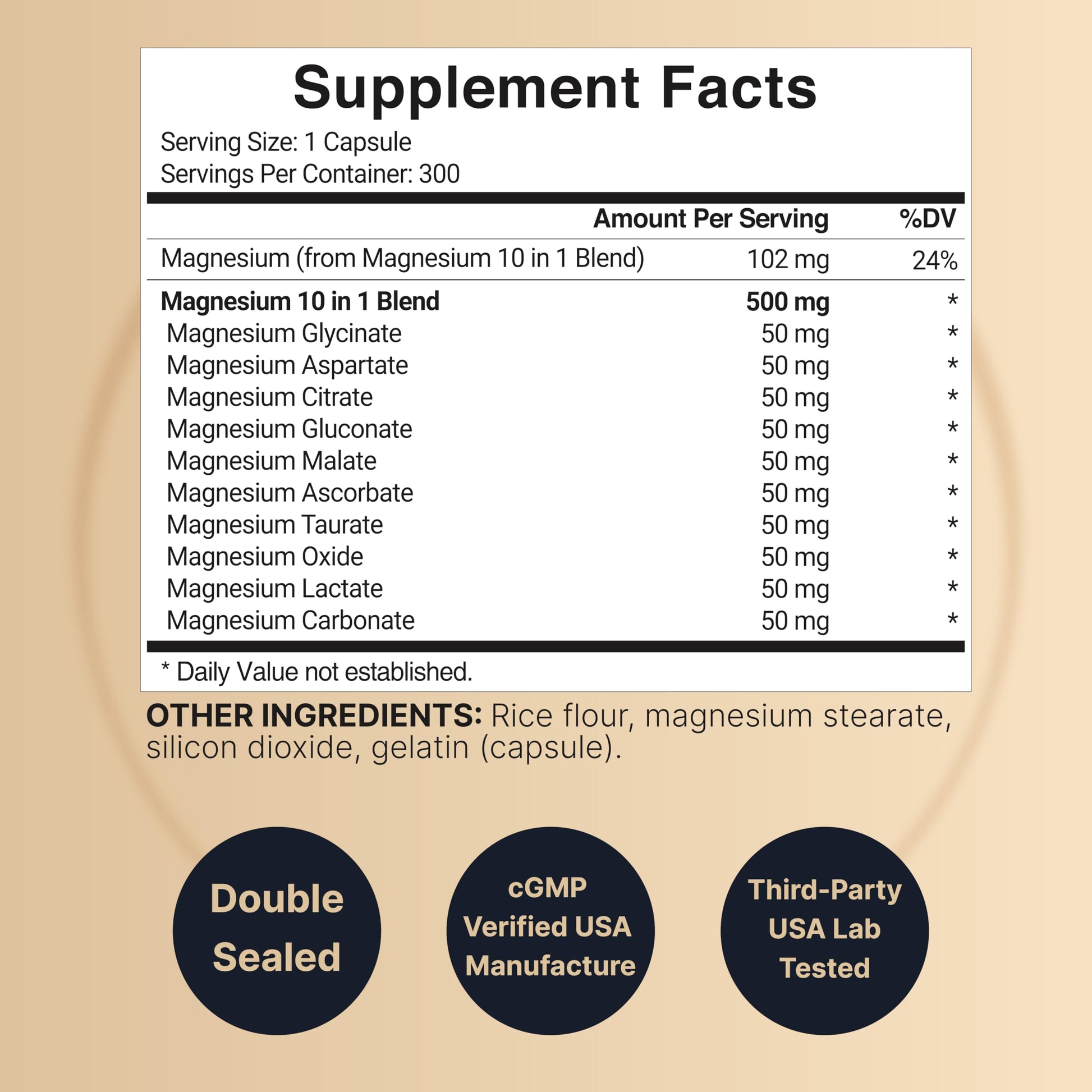 Magnesium Complex 500mg, 300 Capsules | 10-in-1 Magnesium Glycinate, Citrate, Malate & More | Chelated Form for Easy Absorption | Non-GMO NatureBell uk supplements