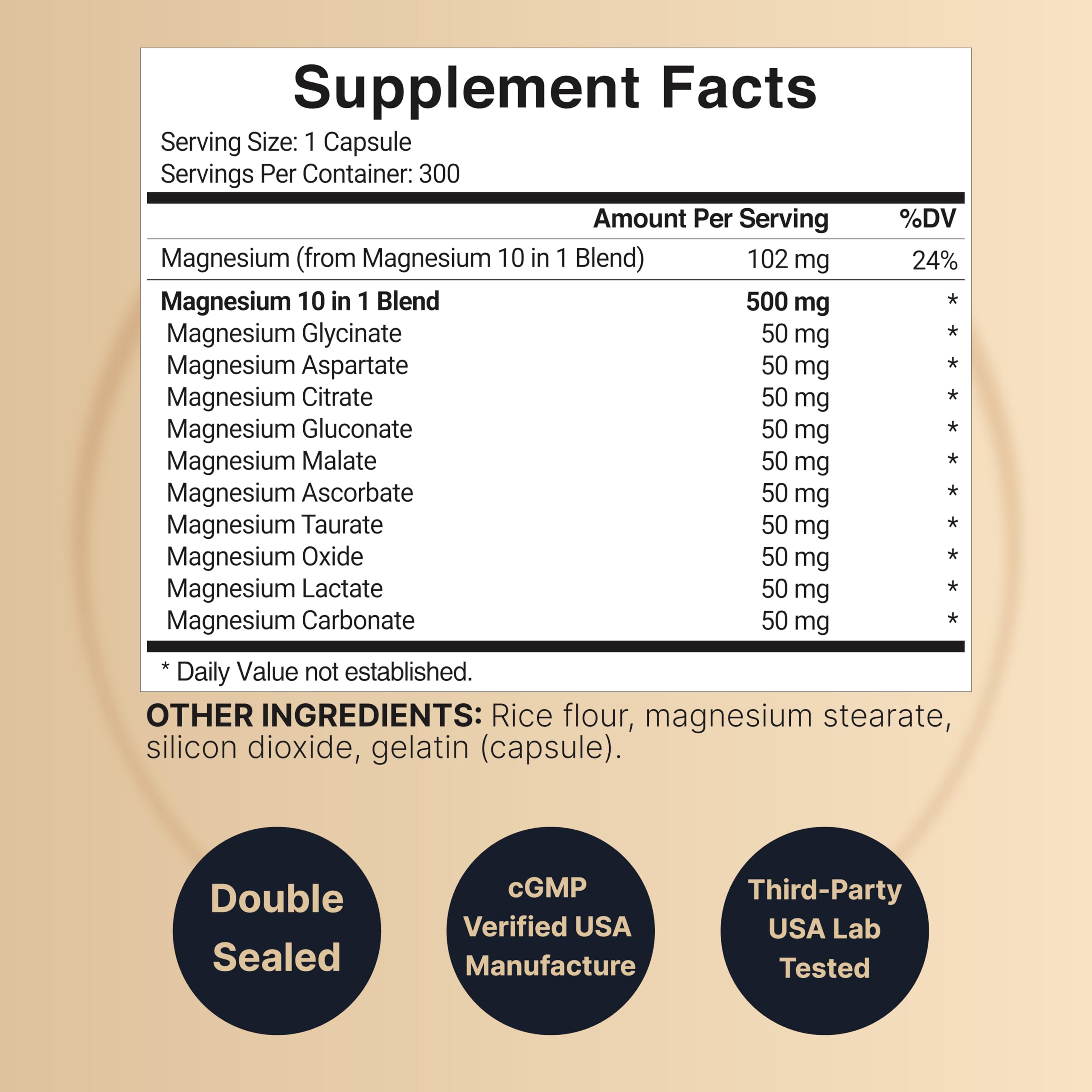 Magnesium Complex 500mg, 300 Capsules | 10-in-1 Magnesium Glycinate, Citrate, Malate & More | Chelated Form for Easy Absorption | Non-GMO NatureBell uk supplements