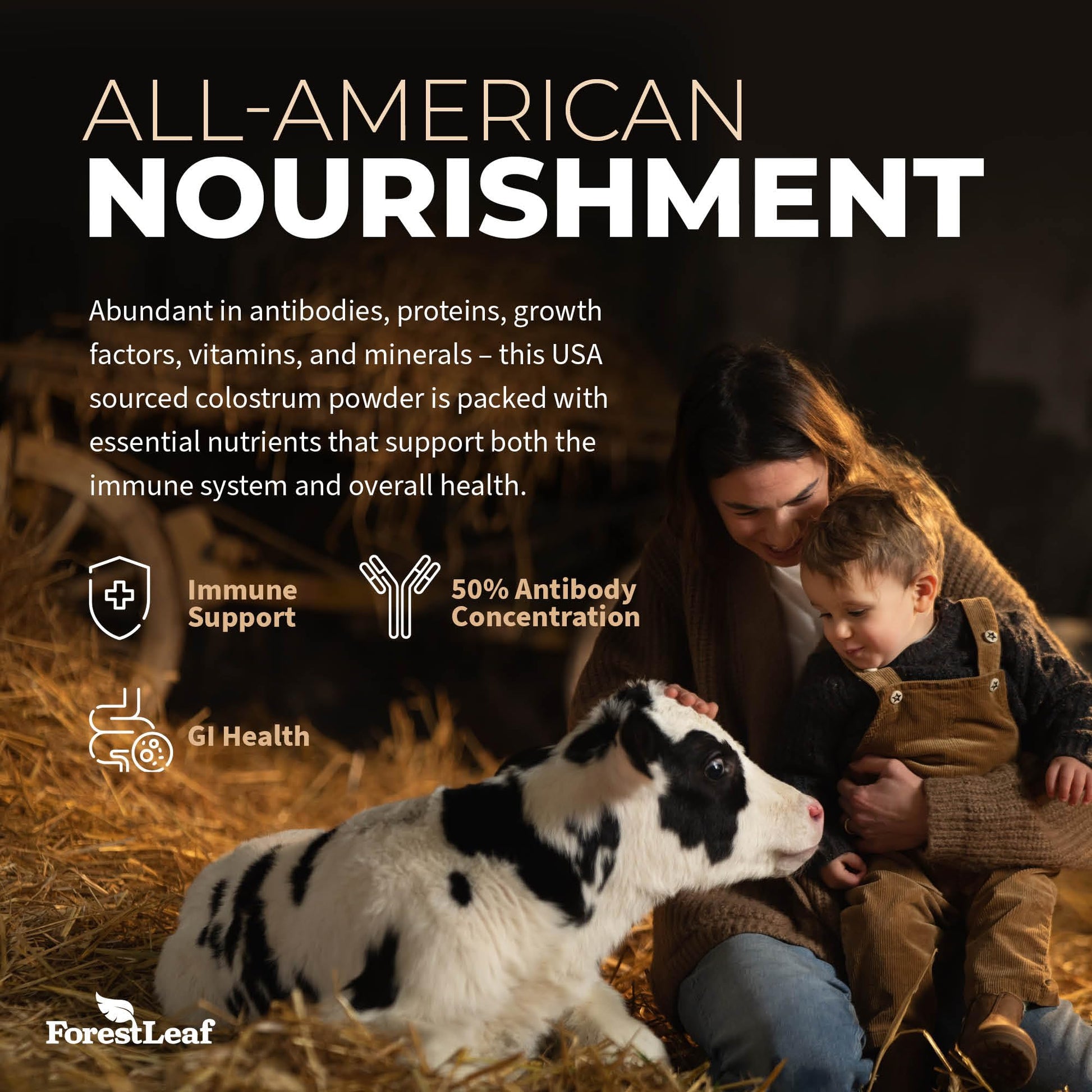 ForestLeaf Colostrum Powder 50% IgG Highest Concentration - Grass Fed Bovine ForestLeaf uk supplements