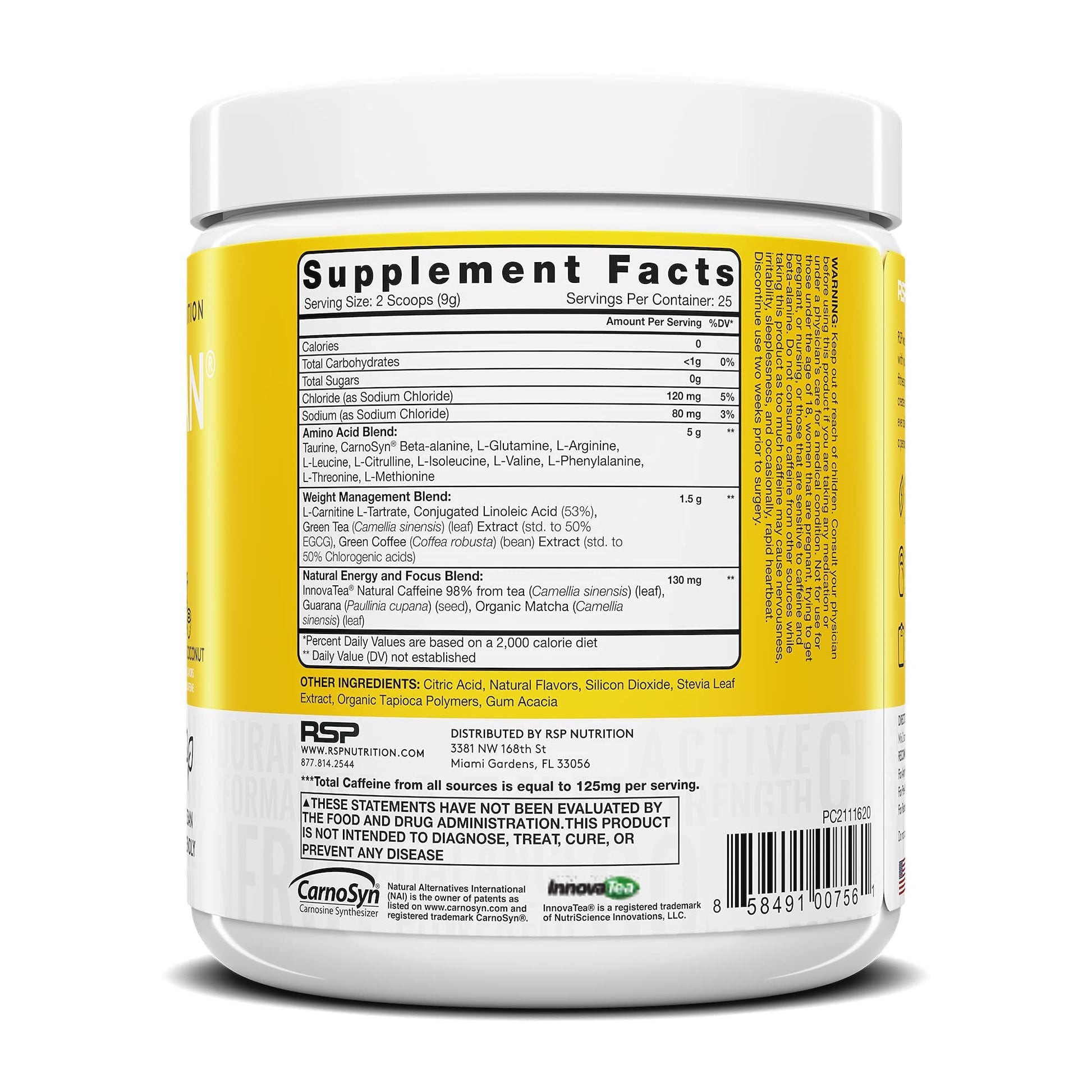 RSP NUTRITION Vegan AminoLean Pre Workout Energy (Pineapple Coconut 25 Servings) RSP NUTRITION uk supplements