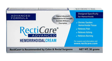 Recticare Advanced Hemorrhoidal Cream: Advanced Treatment to Shrink & Soothe Hemorrhoids - Itch, Pain, Burn Relief - 30g Hemorrhoidal Cream with Lidocaine Recticare uk supplements