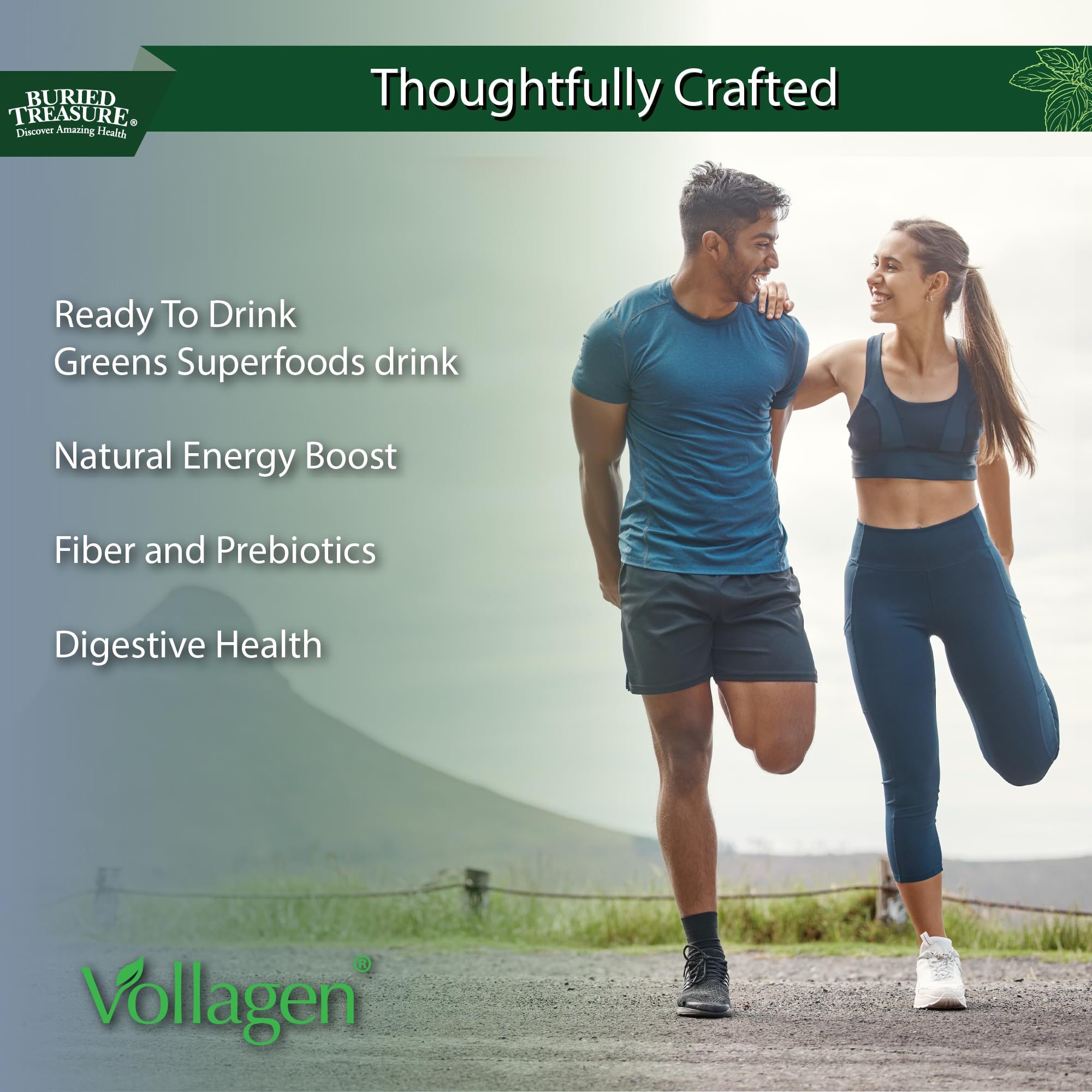 Buried Treasure Green20 Fusion – Superfood Blend with Vollagen for Skin, Hair, and Joint Support, Plant-Based, Vegan, Non-GMO Gluten-Free, Dairy-Free, Soy-Free, 32oz Liquid Buried Treasure uk supplements