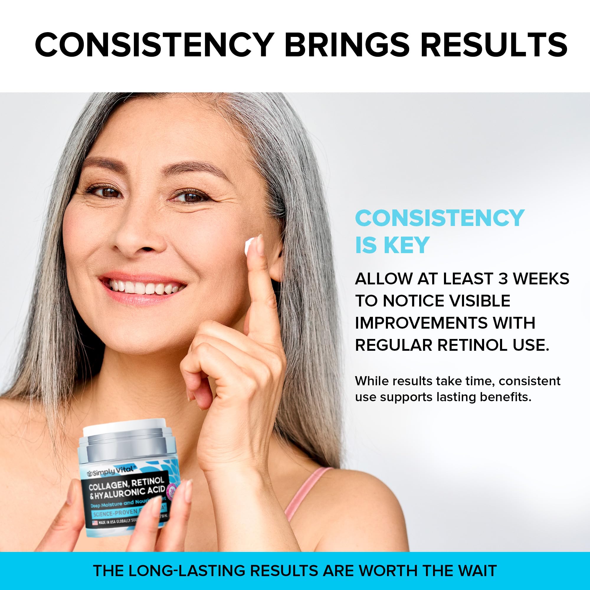 Anti-Aging Face Moisturizer with Retinol, Collagen & Hyaluronic Acid - Made in USA - Moisturizer Face Cream for Women & Men - Firming & Hydrating Neck Cream - Day & Night Skin Care - 1.7 fl oz SimplyVital uk supplements