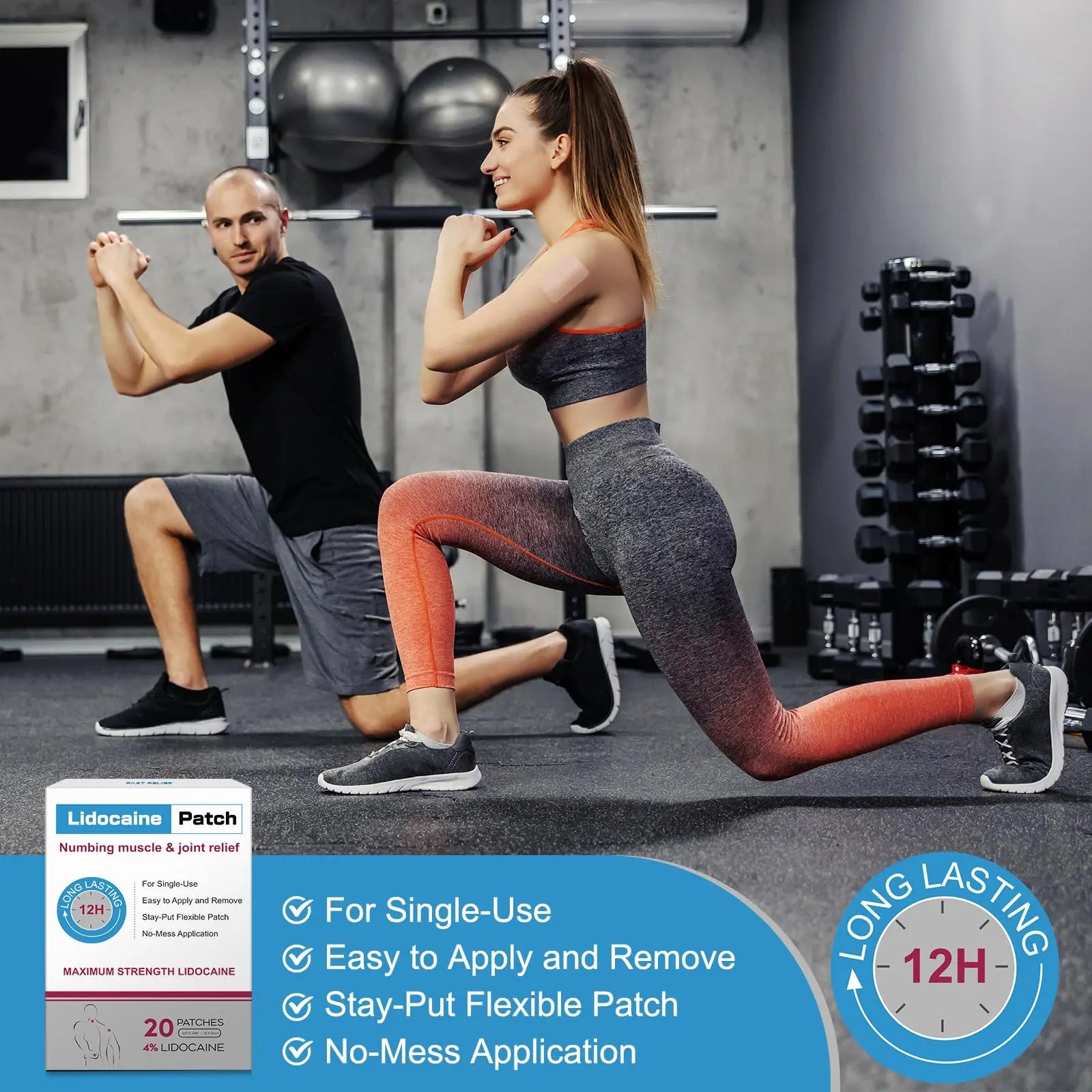 YOAPA 4% Lidocaine Pain Relief Patches | Maximum Strength Numbing Gel Patch for Back, Neck, Knee, Shoulder & Joint Pain | Up to 12 Hour Temporary Relief | 20 Count - G41 YOAPA uk supplements