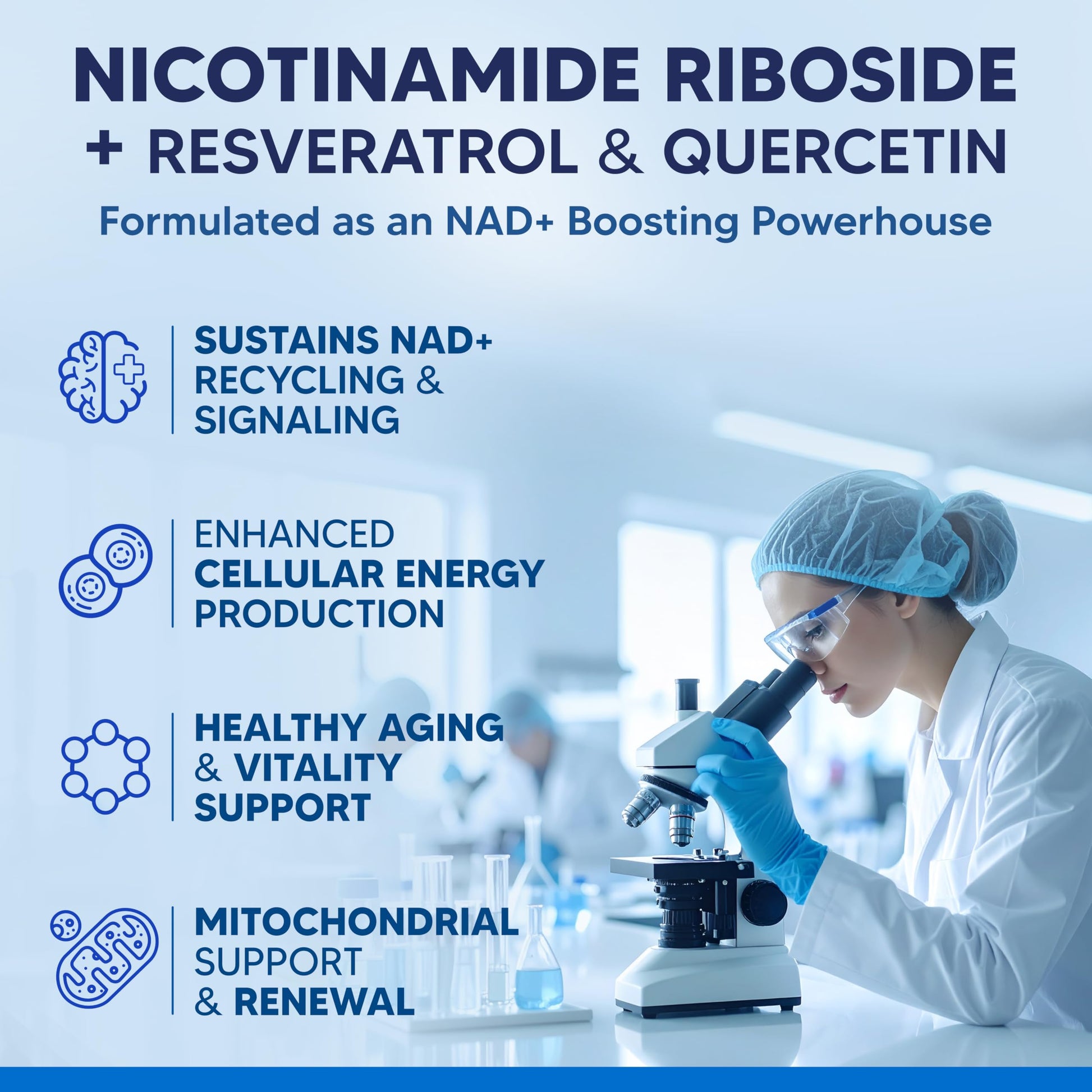 aSquared Nutrition NAD Resveratrol Supplement - NAD+ Nicotinamide Riboside 500mg (Vitamin B3) Plus Trans-Resveratrol & Quercetin - NMN Alternative for Men & Women - 60 Capsules aSquared Nutrition uk supplements