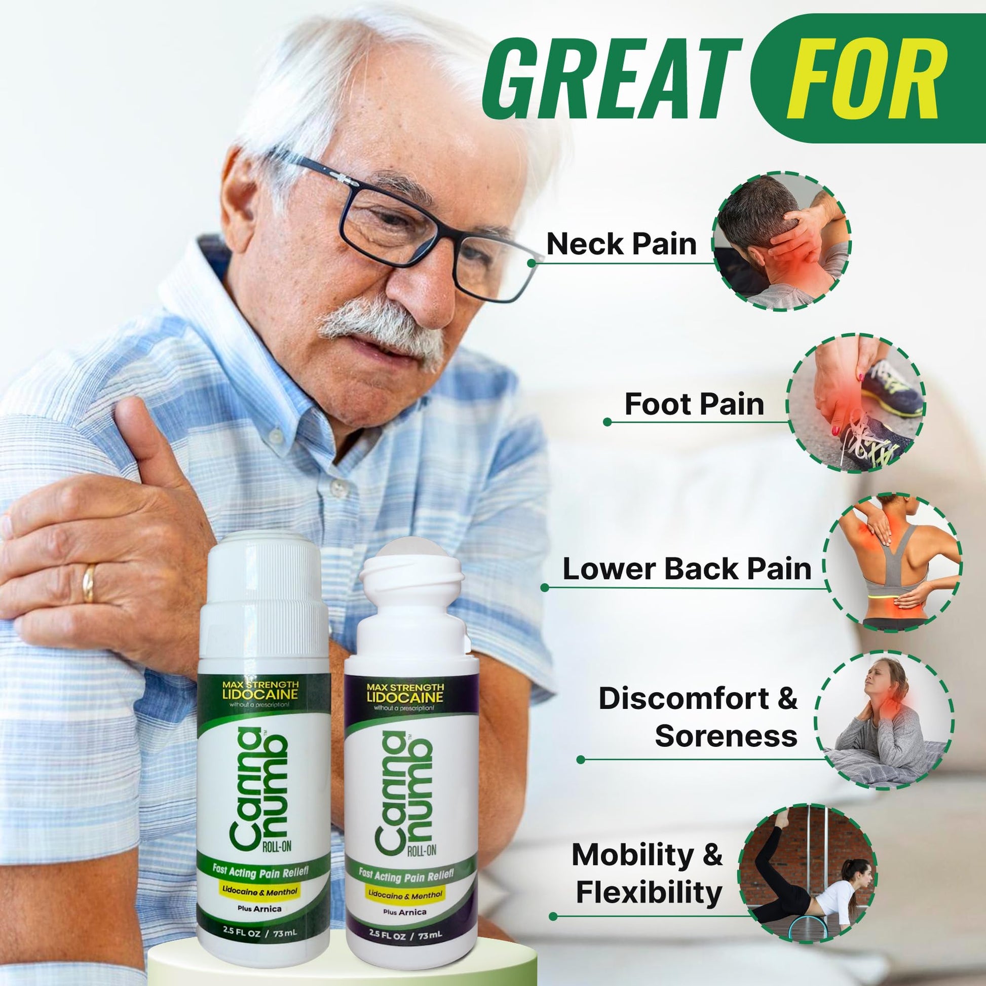 Cannanumb Pain Relief Roll On with Lidocaine, Fast Acting Pain Relief with Arnica + Boswellia + Menthol - 2.5oz Cannanumb uk supplements