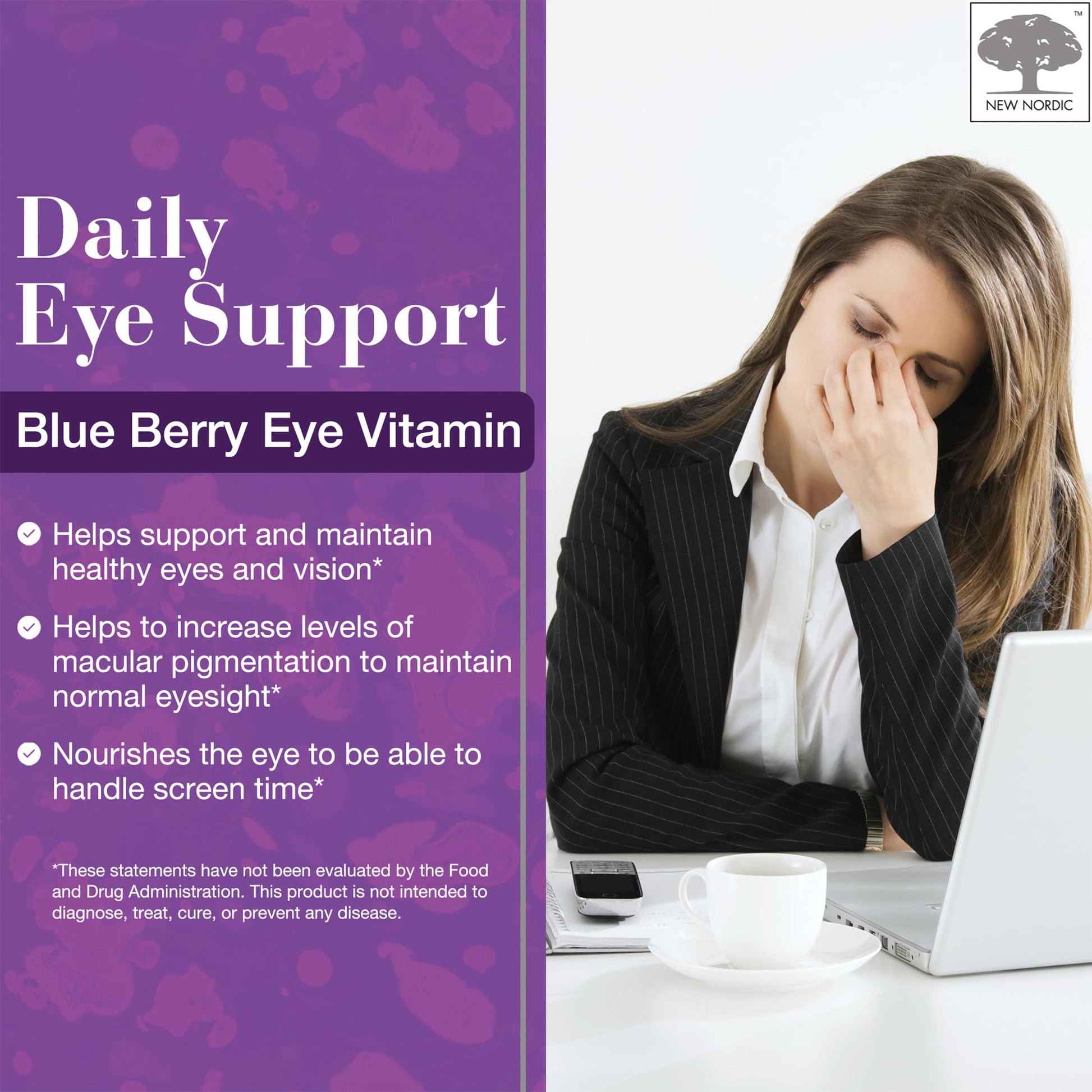 NEW NORDIC Blue Berry Eye Vitamin Lutein Supplement with Zinc, Supports Macular Pigmentation, Eye & Vision Function, 60 Tablets (Pack of 1) NEW NORDIC uk supplements