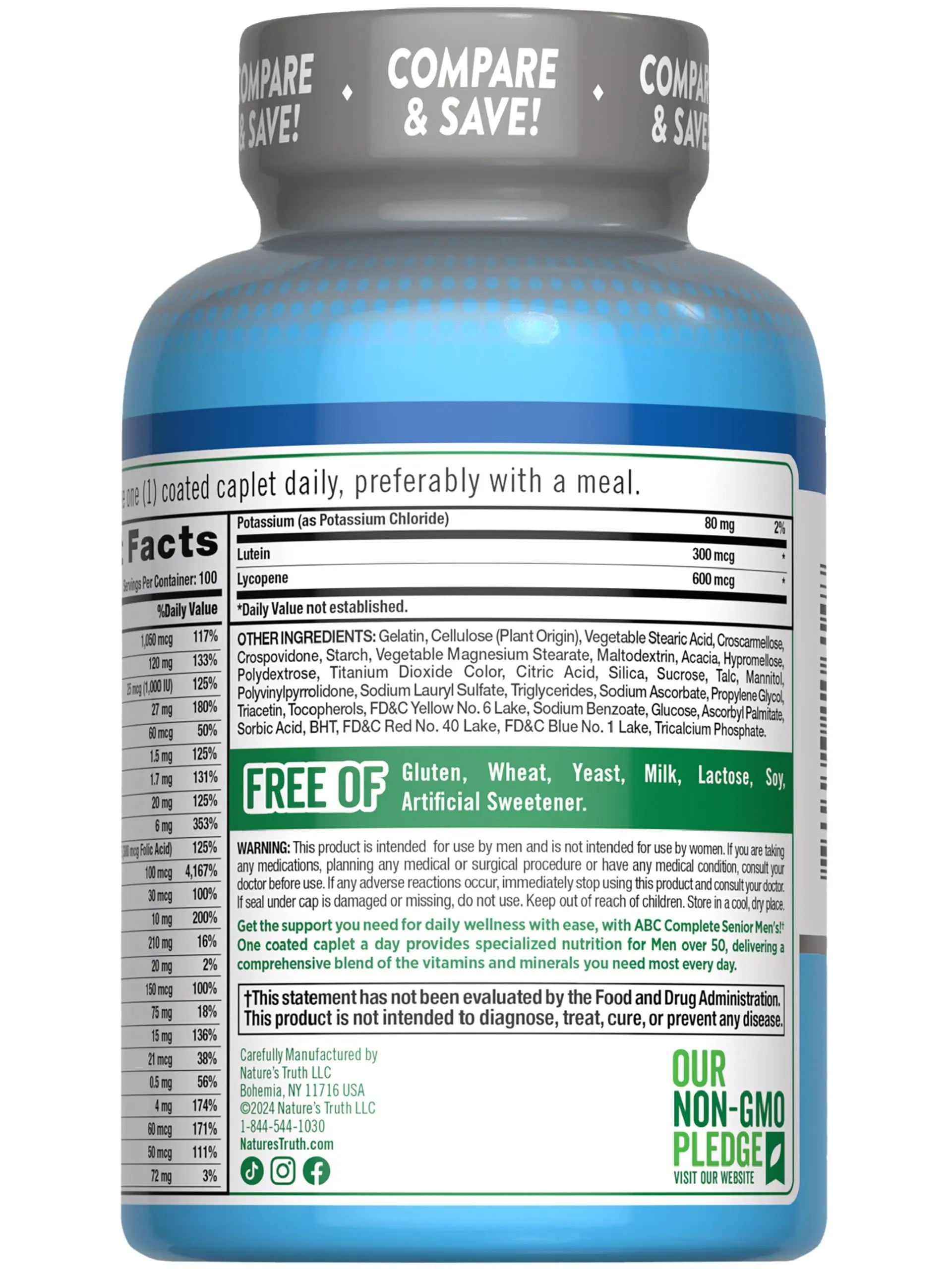 Nature's Truth Men's 50+ Multivitamin | with Vitamins A, C, E, B6 & B12 | 100 Count | Non-GMO & Gluten Free Nature's Truth uk supplements