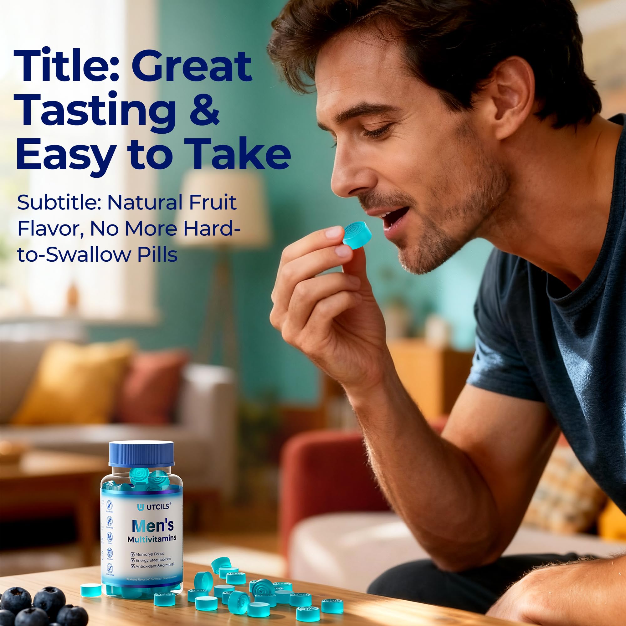 Mens Multivitamin Gummies for Men Daily - Zero Sugar Adult Gummy Vitamins with Saw Palmetto, Omega 3 DHA EPA, Probiotics 5B CFU, CoQ10, Turmeric Ginger for Prostate, Heart, Brain & Energy Support Utcils uk supplements