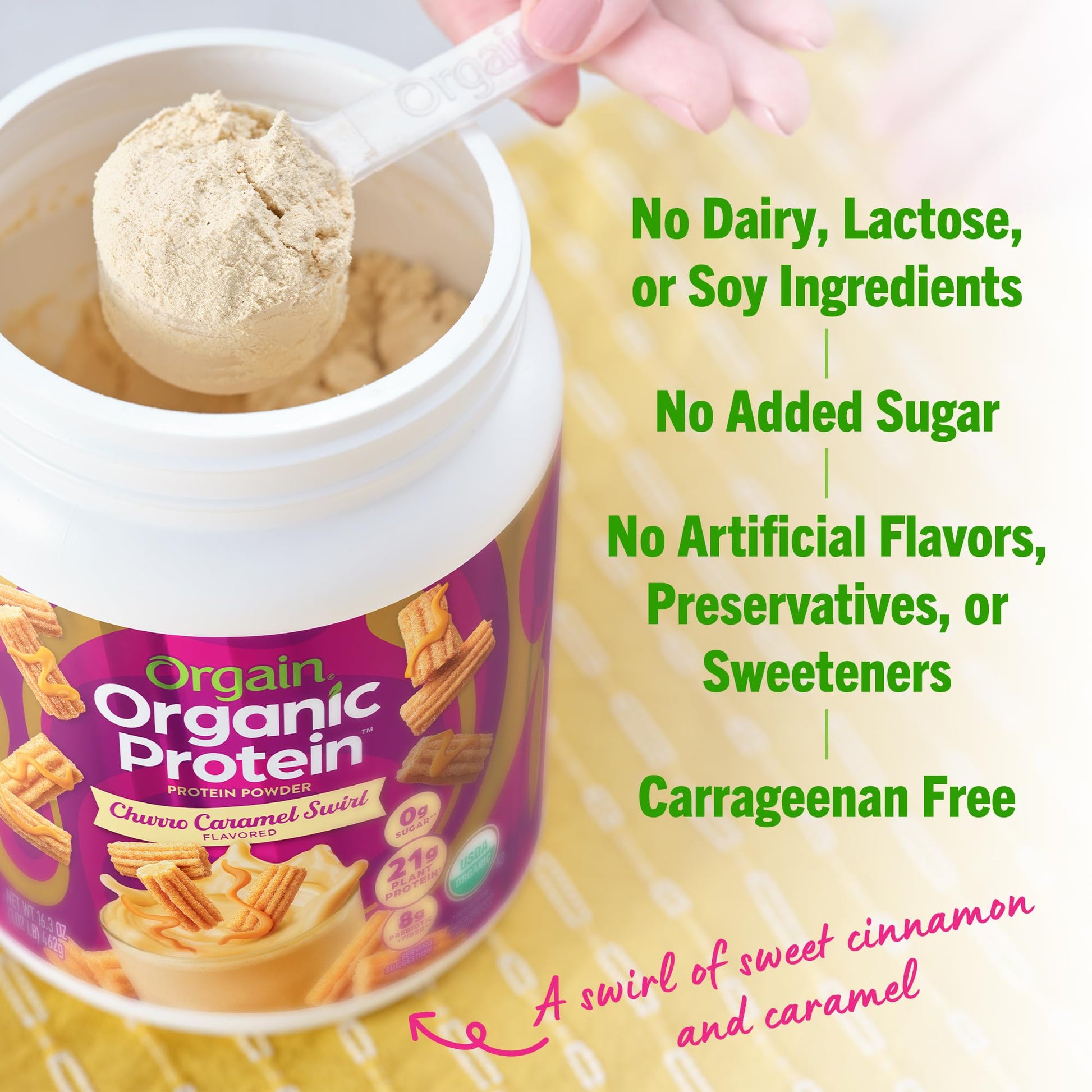 Orgain Organic Vegan Protein Powder, Churro Caramel Swirl - 21g Plant Based Protein Orgain uk supplements