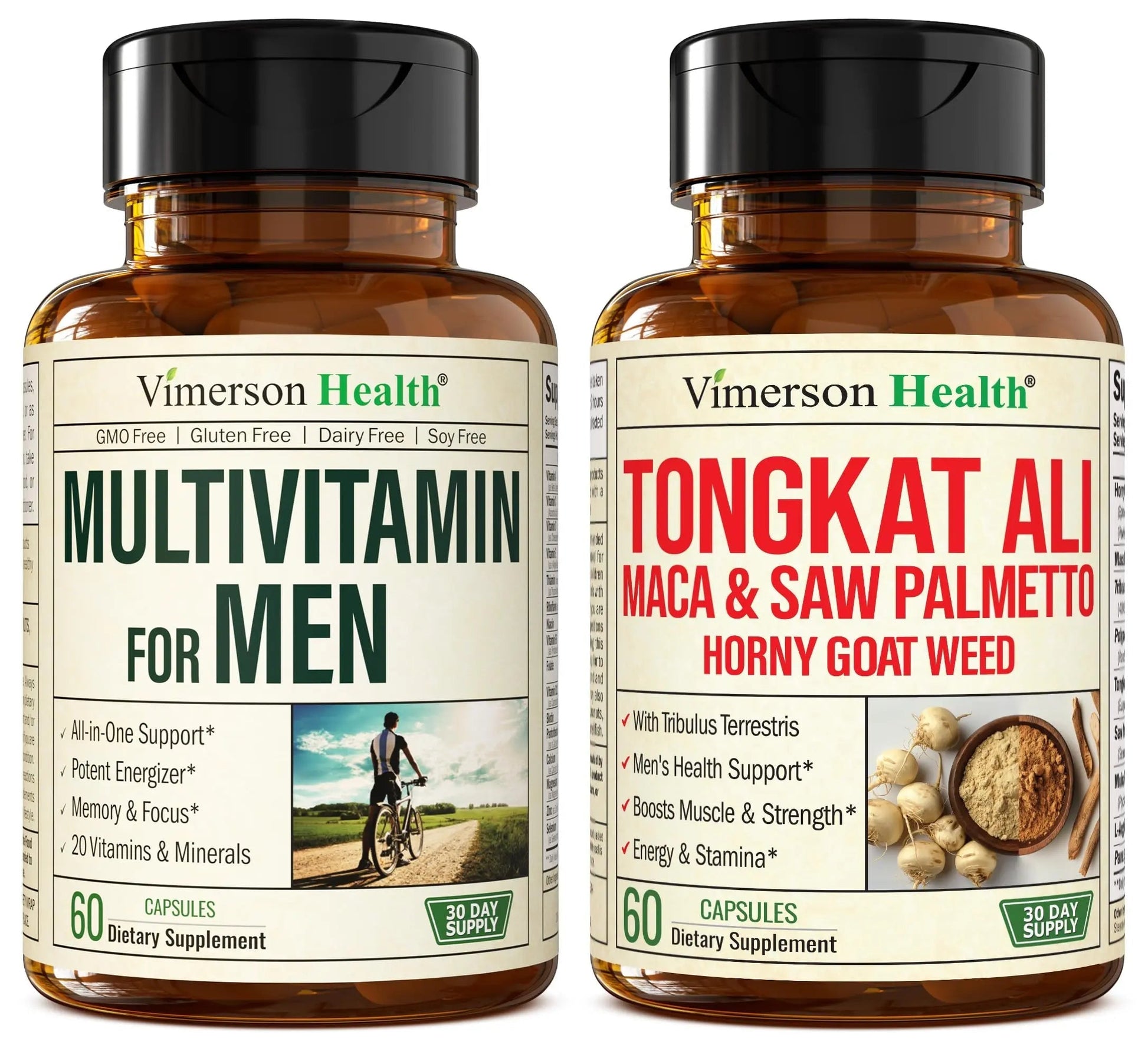 Vimerson Health Multivitamin for Men & Tongkat Ali for Men with Horny Goat Weed, Maca Root Powder, Tribulus Terrestris, Saw Palmetto Extract Vimerson Health uk supplements