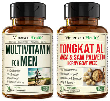 Vimerson Health Multivitamin for Men & Tongkat Ali for Men with Horny Goat Weed, Maca Root Powder, Tribulus Terrestris, Saw Palmetto Extract Vimerson Health uk supplements