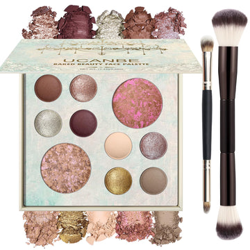 UCANBE Full Size Baked Makeup Palette Set - Include Blush, Bronzer, 8 Eyeshadows & Brushes, Pigmented All-in-One Face & Eye Compact Powder Beauty Holiday Gift Kit for Starter & Pros, Travel Friendly UCANBE uk supplements