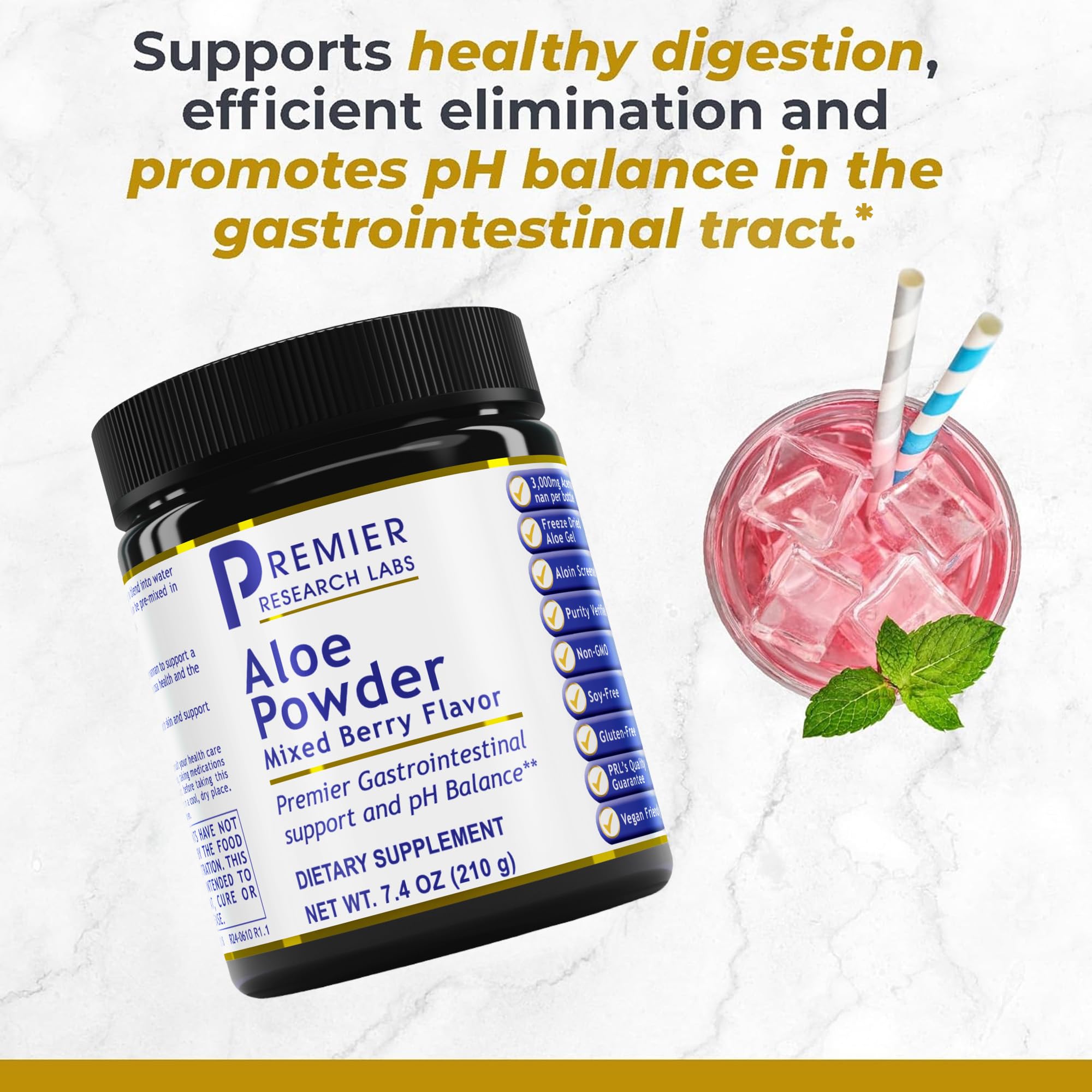 Premier Research Labs Aloe Powder - Aloe Vera Powder, Aloe Vera Drink Mix for Skin and Digestion, Aloe Barbadensis Leaf Extract with Acemannan, Freeze Dried - Mixed Berry, 7.4 Oz (30 Servings) Premier Research Labs uk supplements