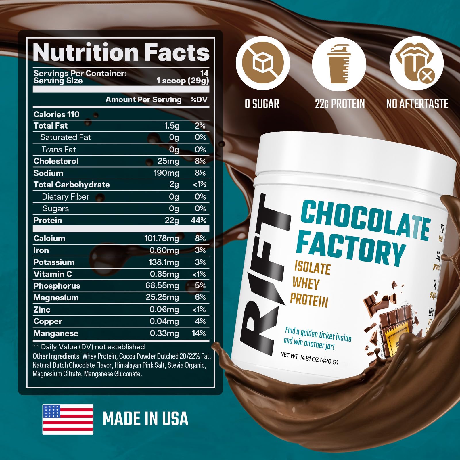 RIFT Chocolate Whey Protein Powder for Adult - Protein Isolate Powder Chocolate RIFT uk supplements