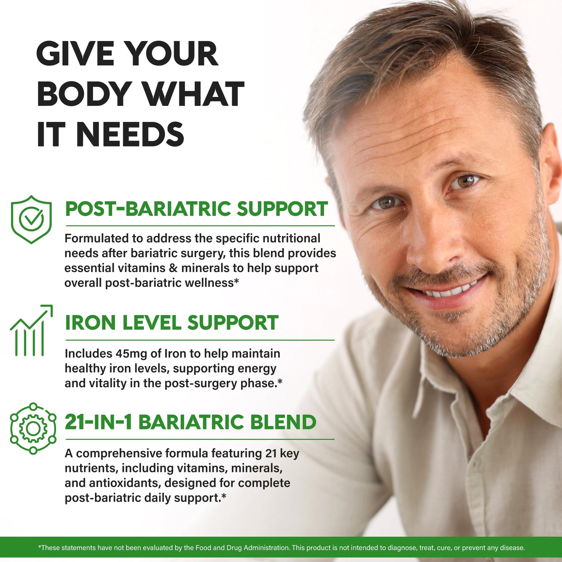 Bariatric Multivitamin - 45 mg Iron Supplements - Made in USA - for Women & Men - All-in-One, 21 Essential Vitamins - Gastric Sleeve Support NUTRAHARMONY uk supplements