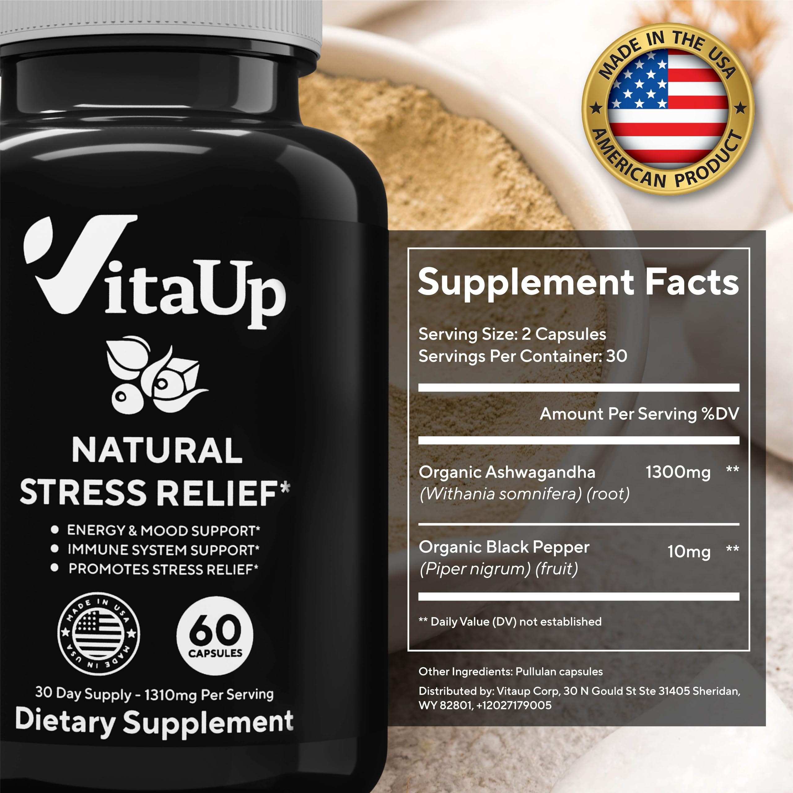 VitaUp Organic Ashwagandha Capsules 1310 mg - USA Made Ashwagandha Supplements VitaUp uk supplements