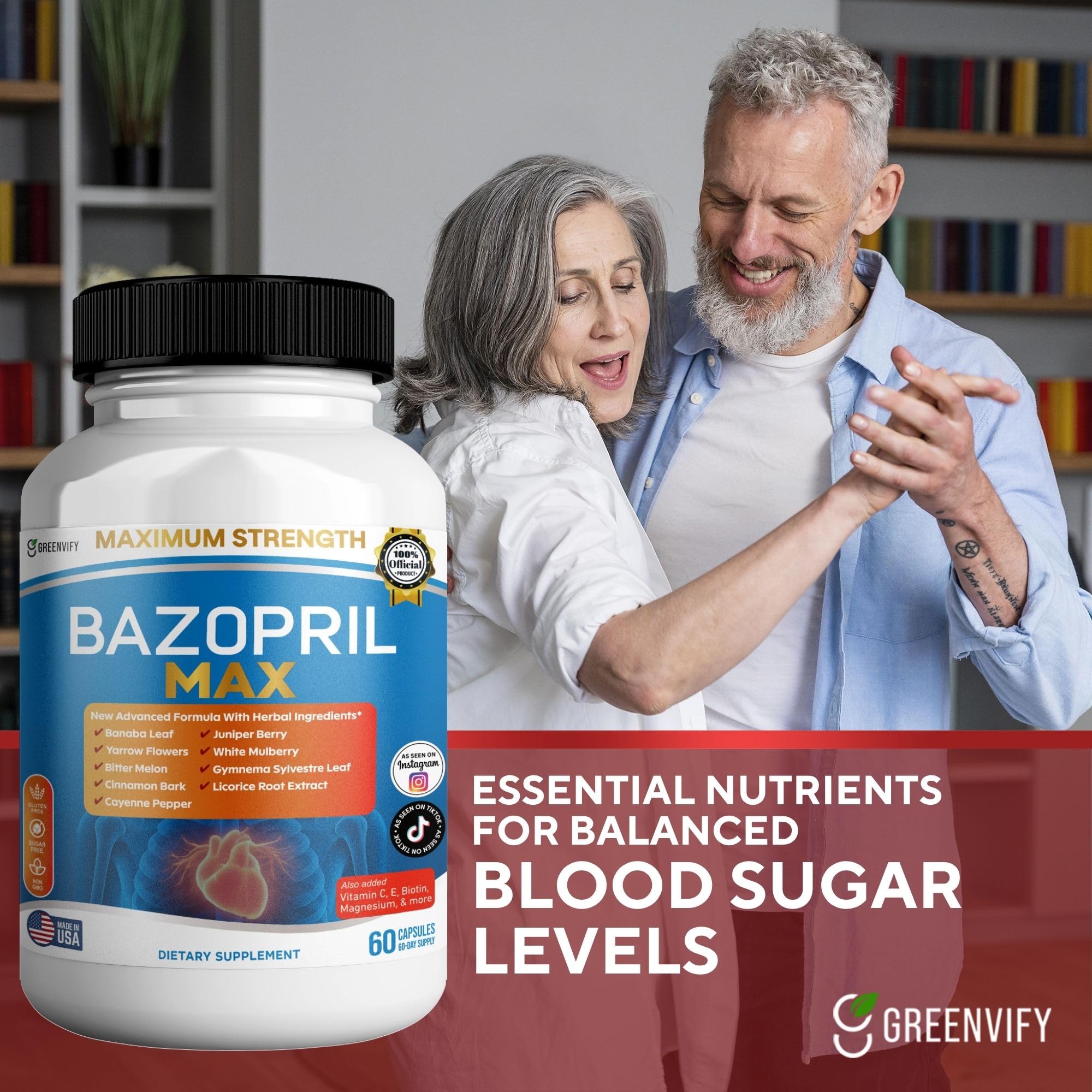 GREENVIFY Bazopril Max Maximum Strength Dietary Supplement, 60 Capsules, with Herbal Blend, Vitamins & Minerals (1) GREENVIFY uk supplements