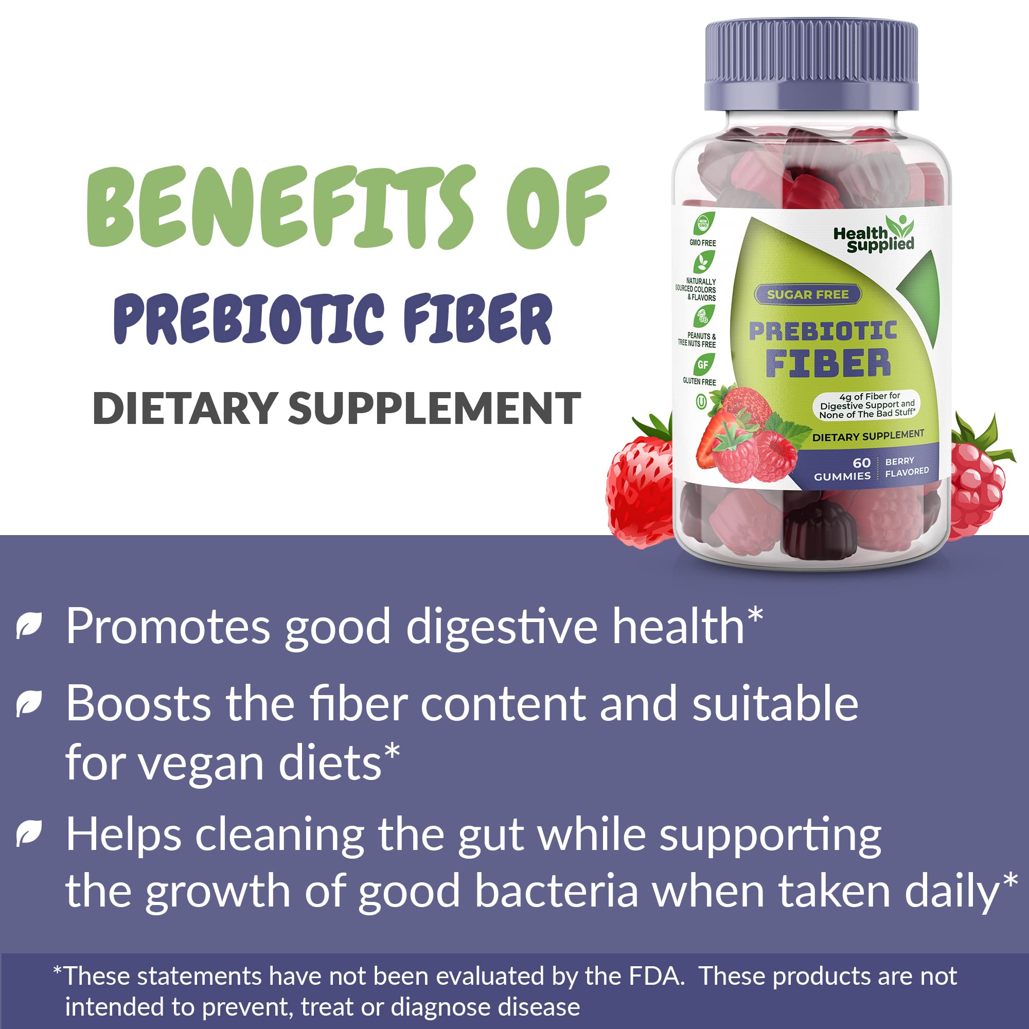 Fiber Prebiotic Gummies Sugar Free, Keto Friendly | Gut Cleansing, Digestive Health Regularity Health Supplied uk supplements