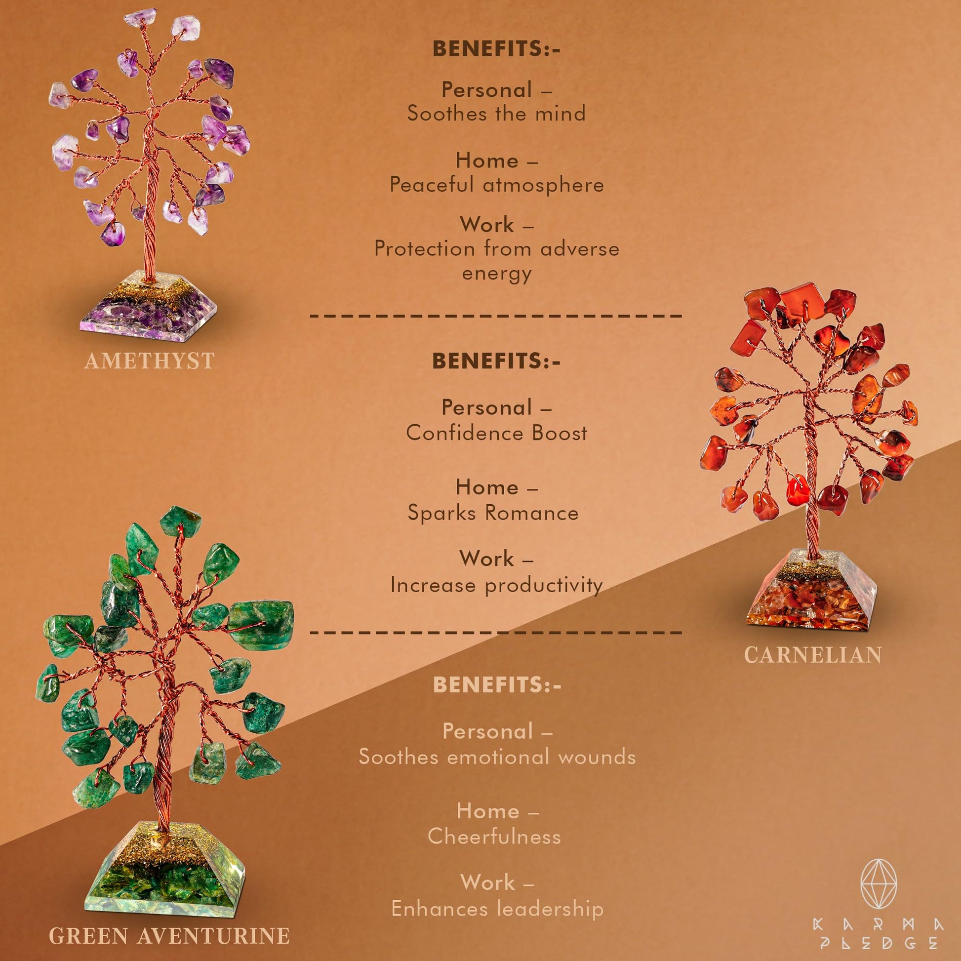 Crystal Tree Tree of Life 7 Chakra Healing Crystals & Stones for Positive Energy, Good Luck Gifts KARMAPLEDGE uk supplements