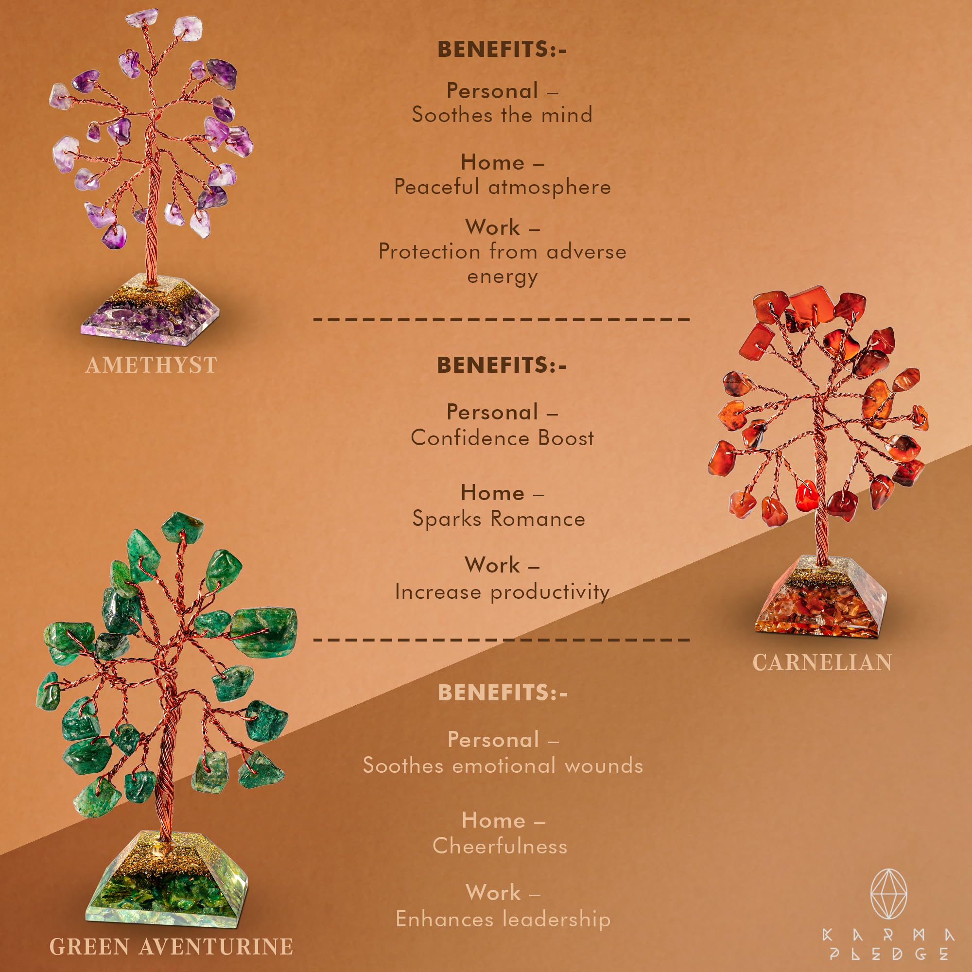 Crystal Tree Tree of Life 7 Chakra Healing Crystals & Stones for Positive Energy, Good Luck Gifts KARMAPLEDGE uk supplements