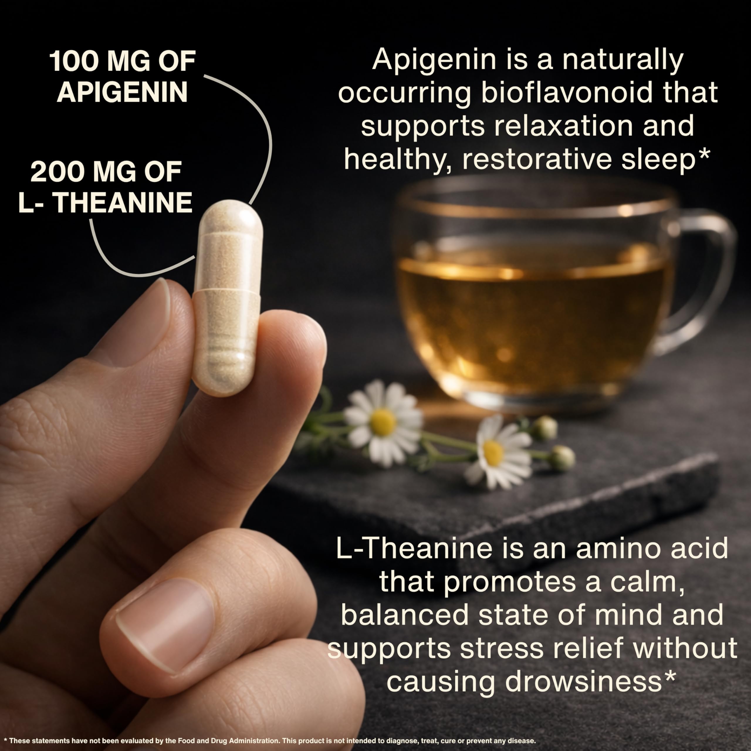 Mindvance Apigenin 100mg with L-Theanine 200mg Supplement Capsules for Sleep Support, Relaxation, Clarity & Calm | Melatonin Free | 60 Vegan Capsules Mindvance uk supplements