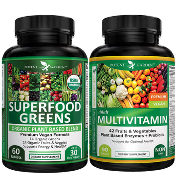 Potent Garden Daily Nutrition Bundle – Superfood Greens + Multivitamin Potent Garden uk supplements