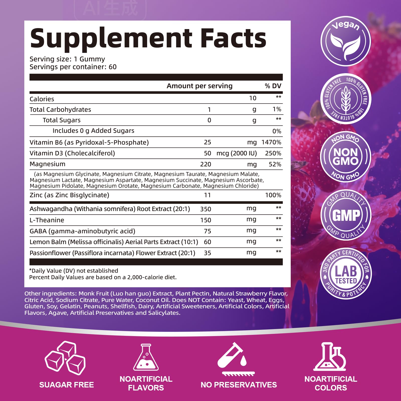 Migcopat Magnesium Complex Gummies, 20 in 1 Magnesium Gummy with Glycinate Citrate Malate Taurate - Ashwagandha, L-Theanine, D3&Zinc for Relaxation, Sleep, Muscle&Heart Support, Strawberry, 60 Cts Migcopat uk supplements