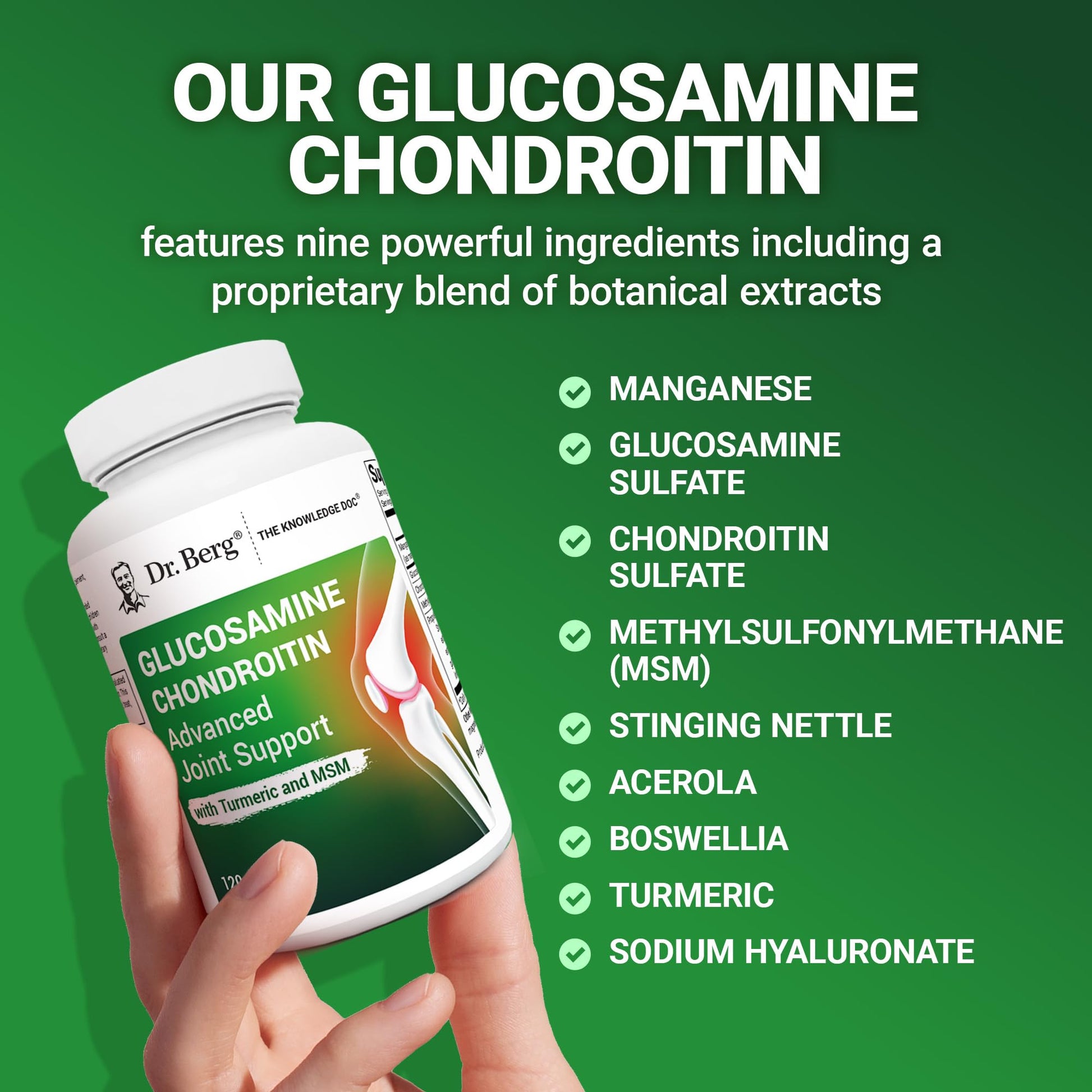 Dr. Berg Glucosamine Chondroitin MSM Turmeric & Boswellia - Advanced Joint Support Supplement with 1500 mg Glucosamine Sulfate - Includes 120 Capsules Dr. Berg Nutritionals uk supplements