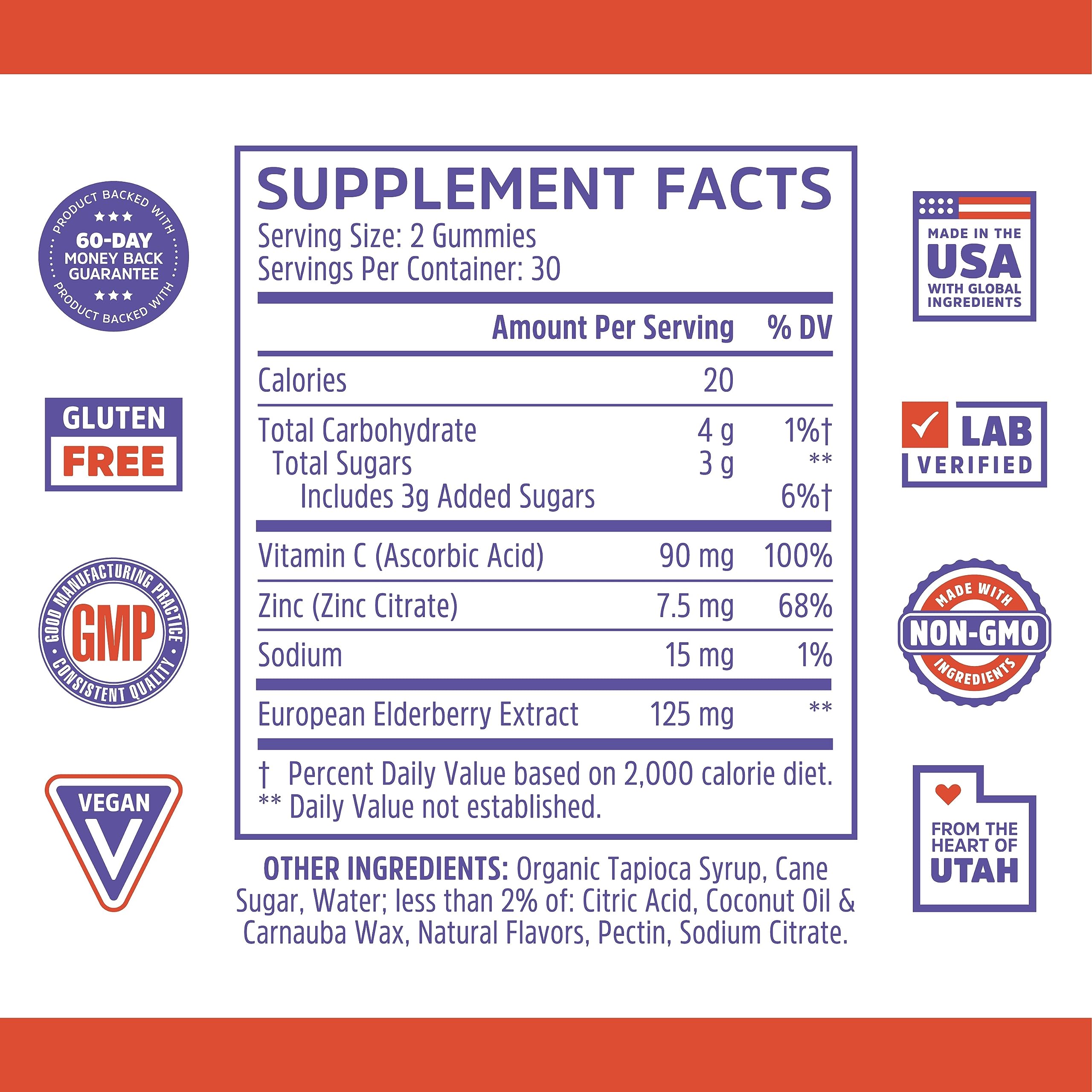 Zhou Nutrition Elder-Mune Sambucus Elderberry Gummies with Zinc and Vitamin C & vH Zhou Nutrition uk supplements