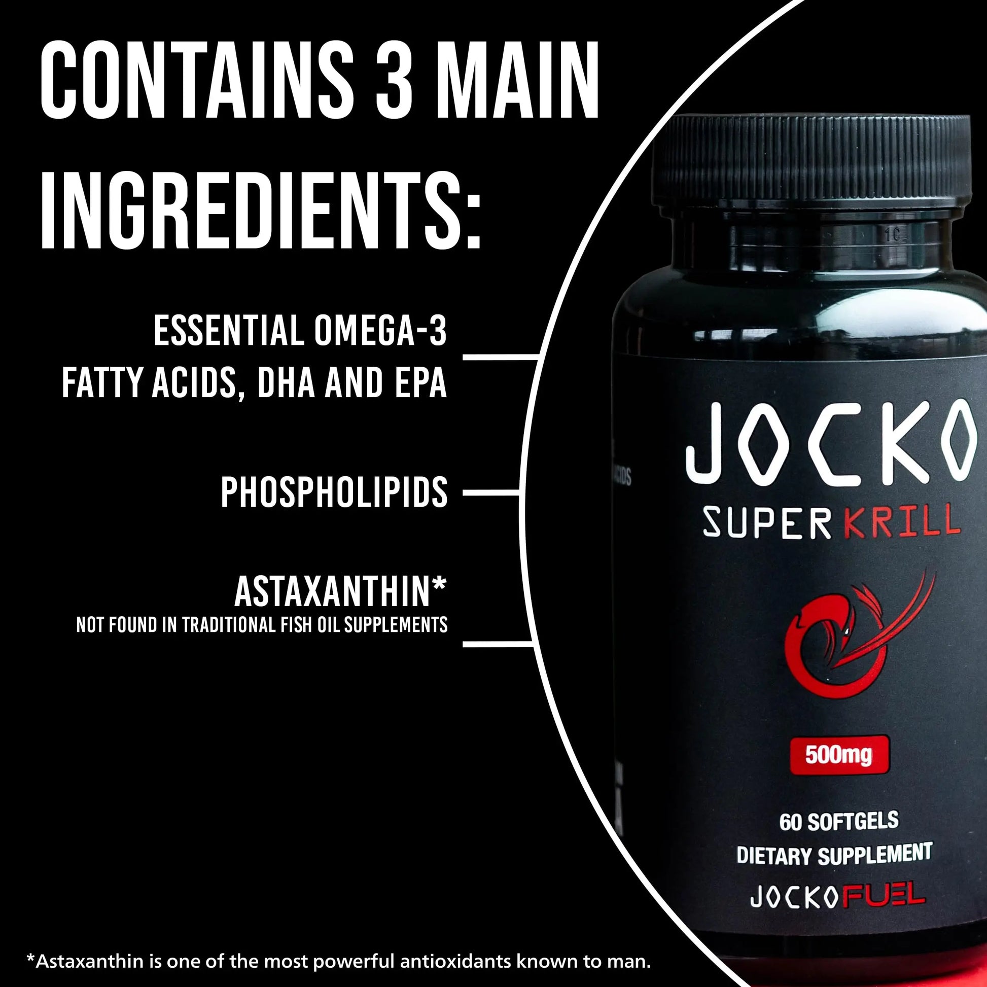 Jocko Fuel Antarctic Krill Oil Omega 3 Fatty Acid Supplements DHA & EPA - 1000mg Softgels - Supports Joints, Mobility & Mental Function (60 Softgels) Jocko Fuel uk supplements