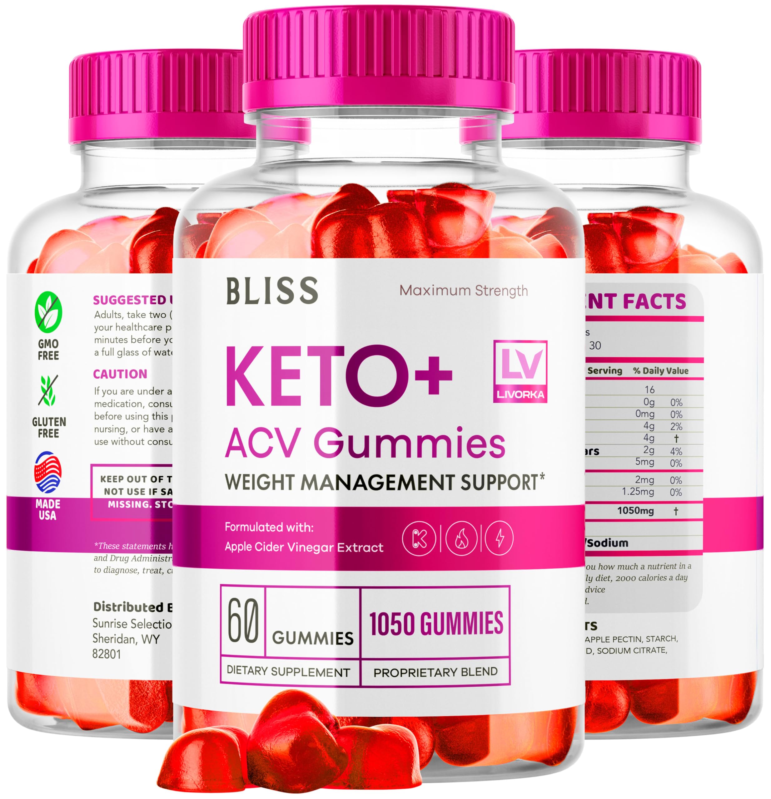 5 Pack - Bliss Keto ACV Gummies Advanced Weight Loss, Bliss ACV Active Gummies LIVORKA uk supplements