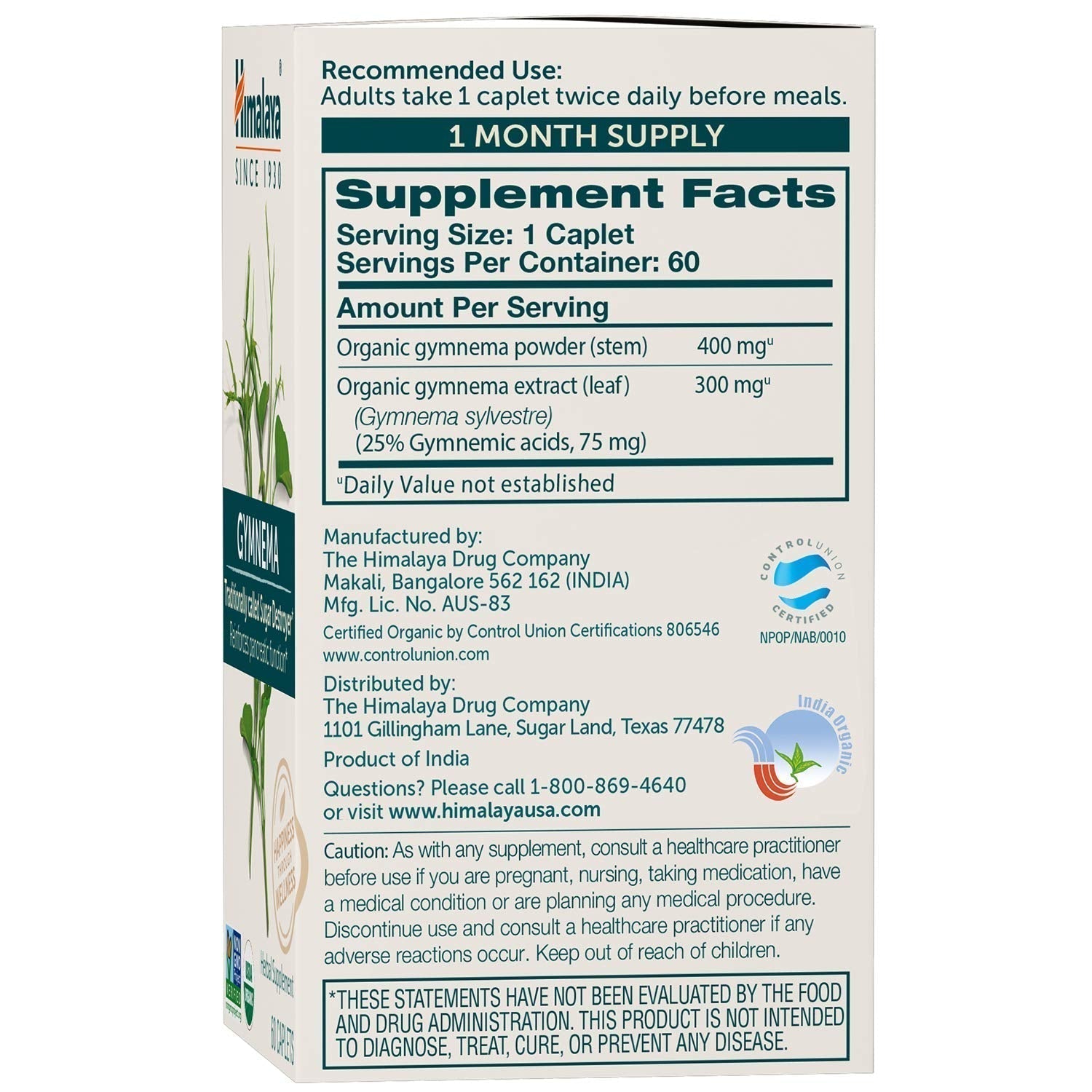 Himalaya Organic Gymnema Sylvestre for Glucose Metabolism, 700 mg Himalaya uk supplements