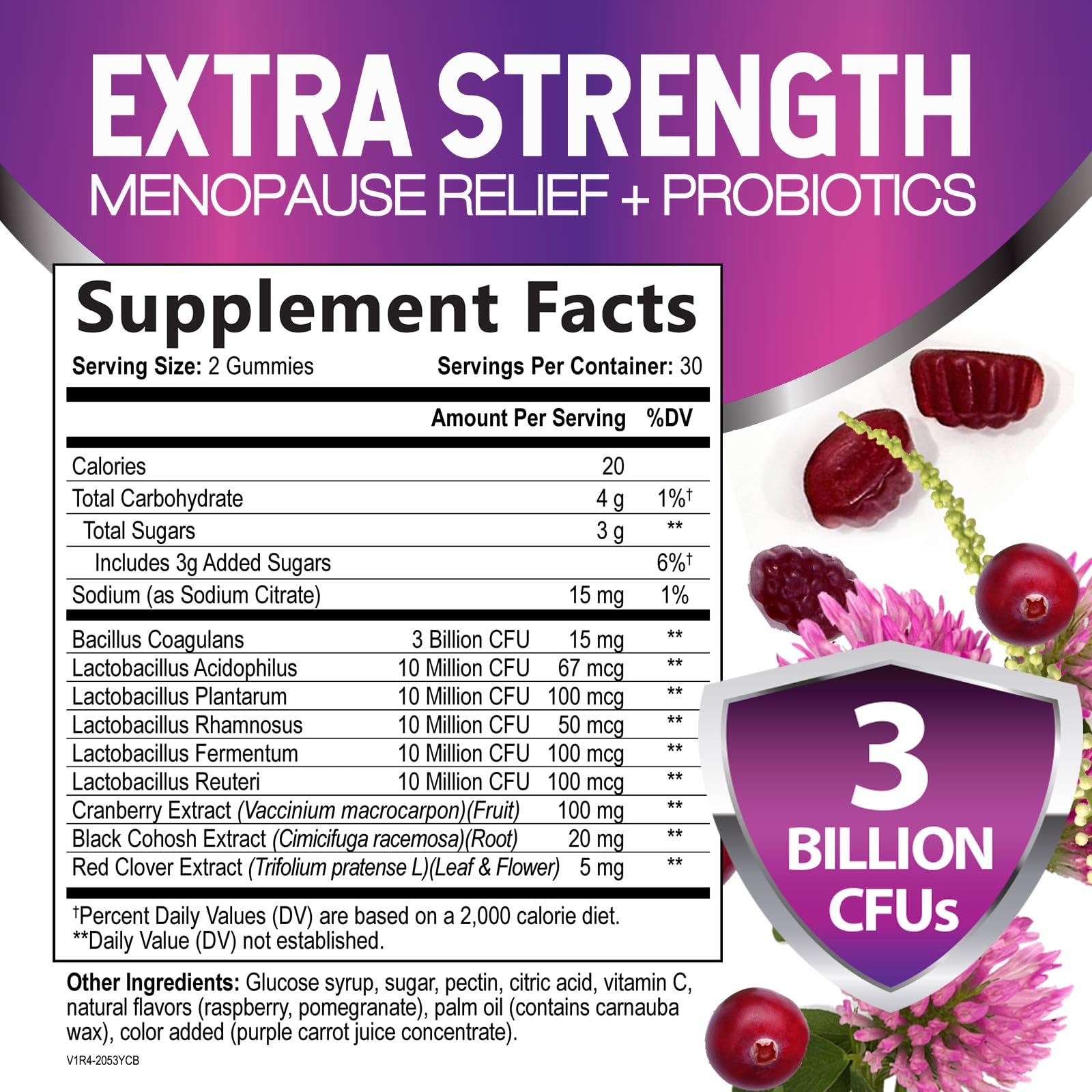 Menopause Supplement Gummies - 3 Billion CFU Women's Probiotics - Advanced Menopause Relief Formula for Women with Black Cohosh & Red Clover - Mild Hot Flashes & Night Sweats Support - 60 Gummies Nature's Nutrition uk supplements