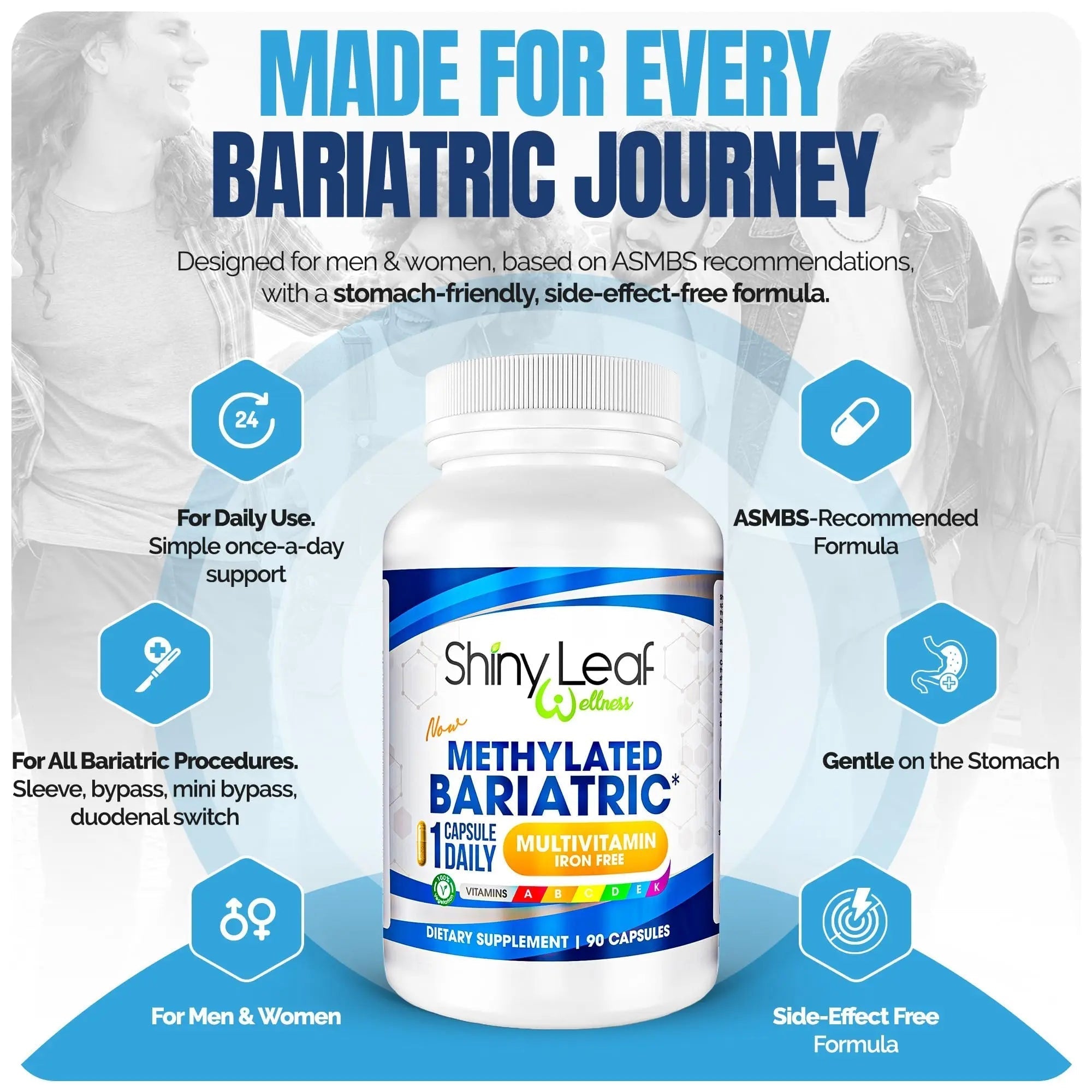 Shiny Leaf Methylated Bariatric Multivitamin Without Iron – Vitamins for Gastric Bypass & Sleeve, 1 Daily Capsule W Methylated Folate, B12, A, C, D, K Shiny Leaf uk supplements
