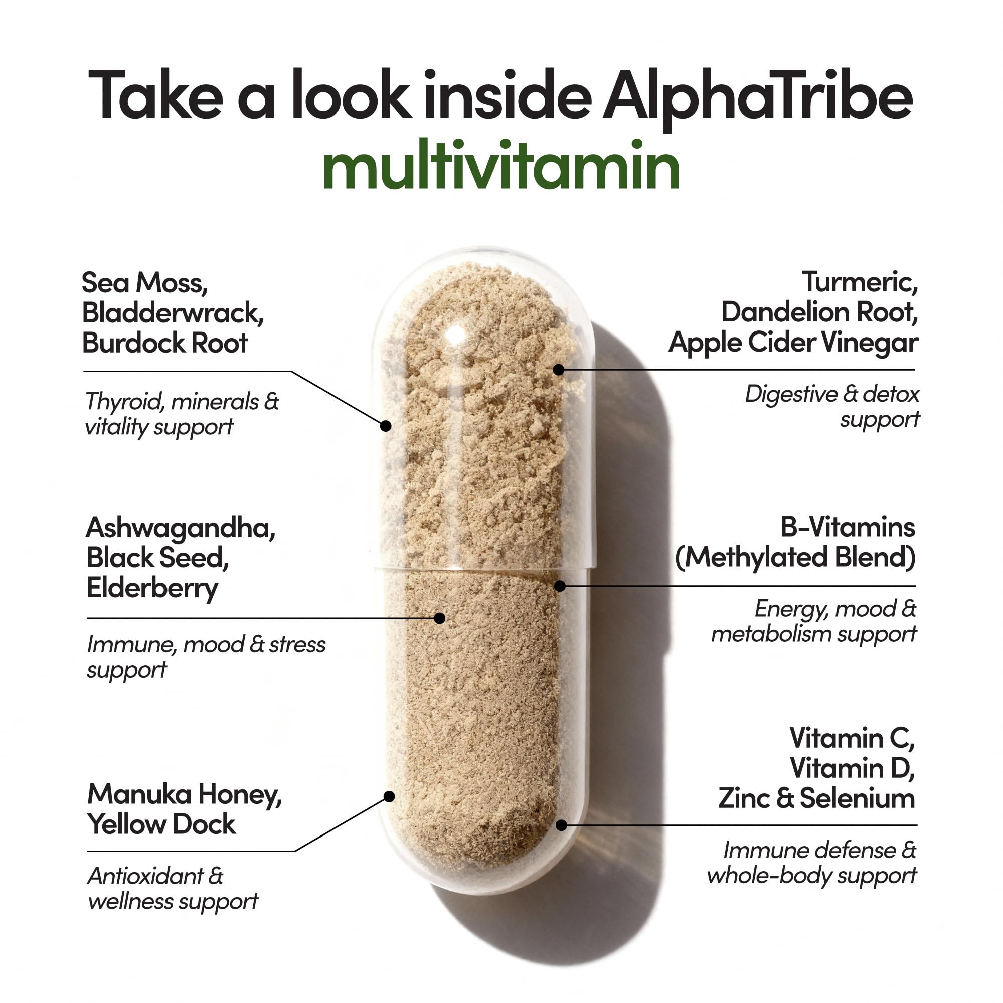 Alpha Tribe Multivitamin for Men & Organizer w/Seamoss Black Seed Oil Ashwagandha Burdock Root Turmeric Bladderwrack Vitamin C | Daily Men's Vitamins & Minerals Supplement | 60 Count Alpha Tribe uk supplements
