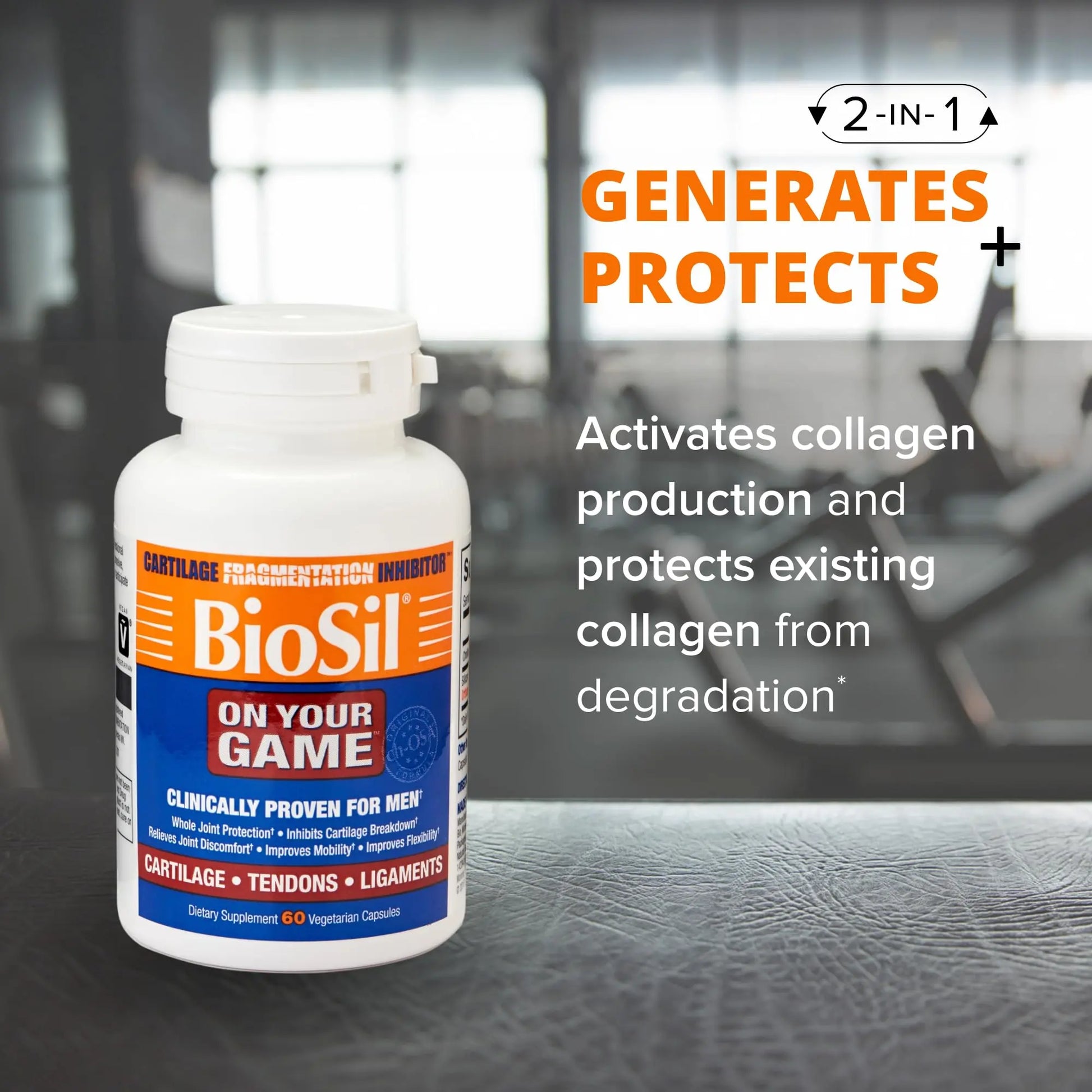 Biosil On Your Game - 60 Veggie Capsules, Pack of 2 - with Patented ch-OSA Complex - Increase Collagen Production for Joint Pain Relief, Flexibility & Range of Motion - GMO Free - 60-Day Supply Biosil uk supplements