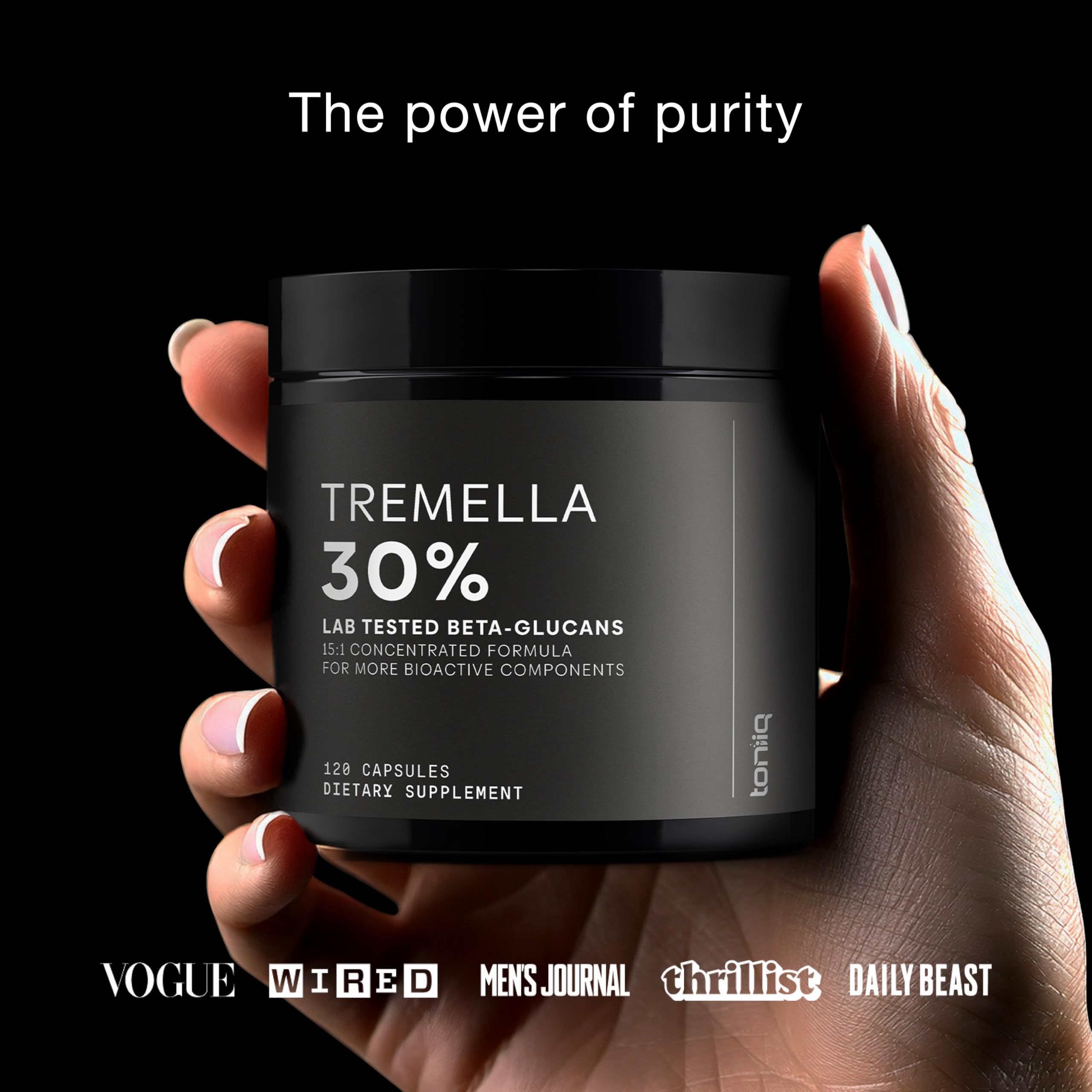 Tremella Mushroom Ultra High Potency 15:1 Extract with 30% Beta Glucans - Pure & Concentrated Formula - Third-Party Lab Tested for Purity & Quality - 120 Capsules Toniiq uk supplements