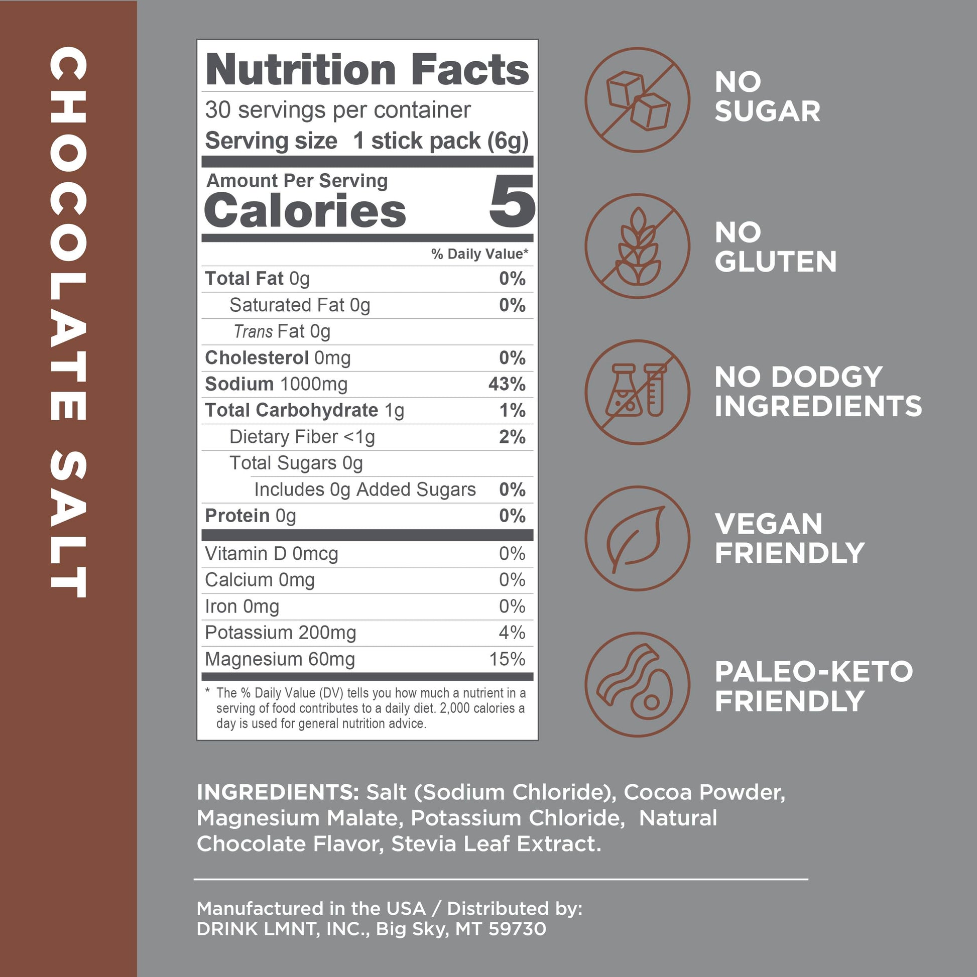 LMNT Zero-Sugar Electrolytes - Hot Chocolate Salt - Hydration Powder Packets Drink LMNT uk supplements