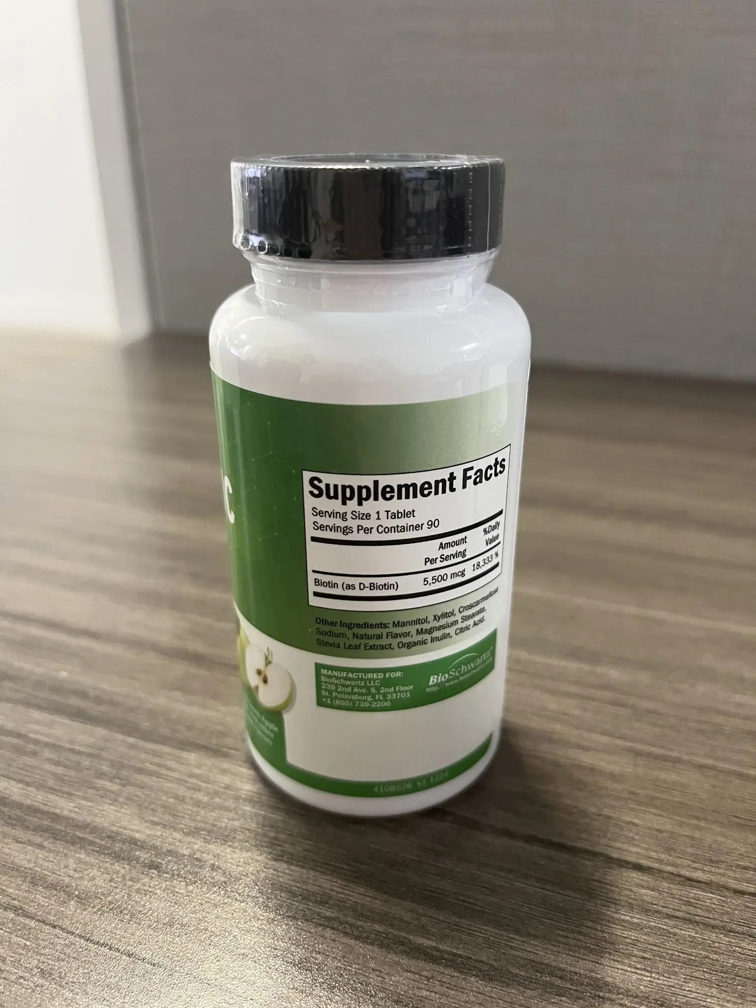 BioSchwartz Bariatric Biotin Chewable Tablets - 5500mcg Biotin per Serving - Green Apple Flavor, 3 Month Supply - Sugar-Free Hair Skin Nails Vitamins BioSchwartz uk supplements